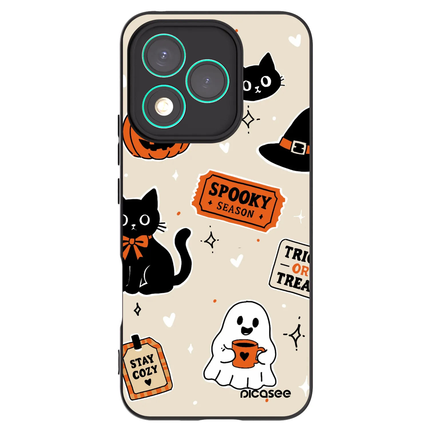 Picasee Honor 400 Lite 5G Hülle - Schwarzes Silikon - Halloween stickers