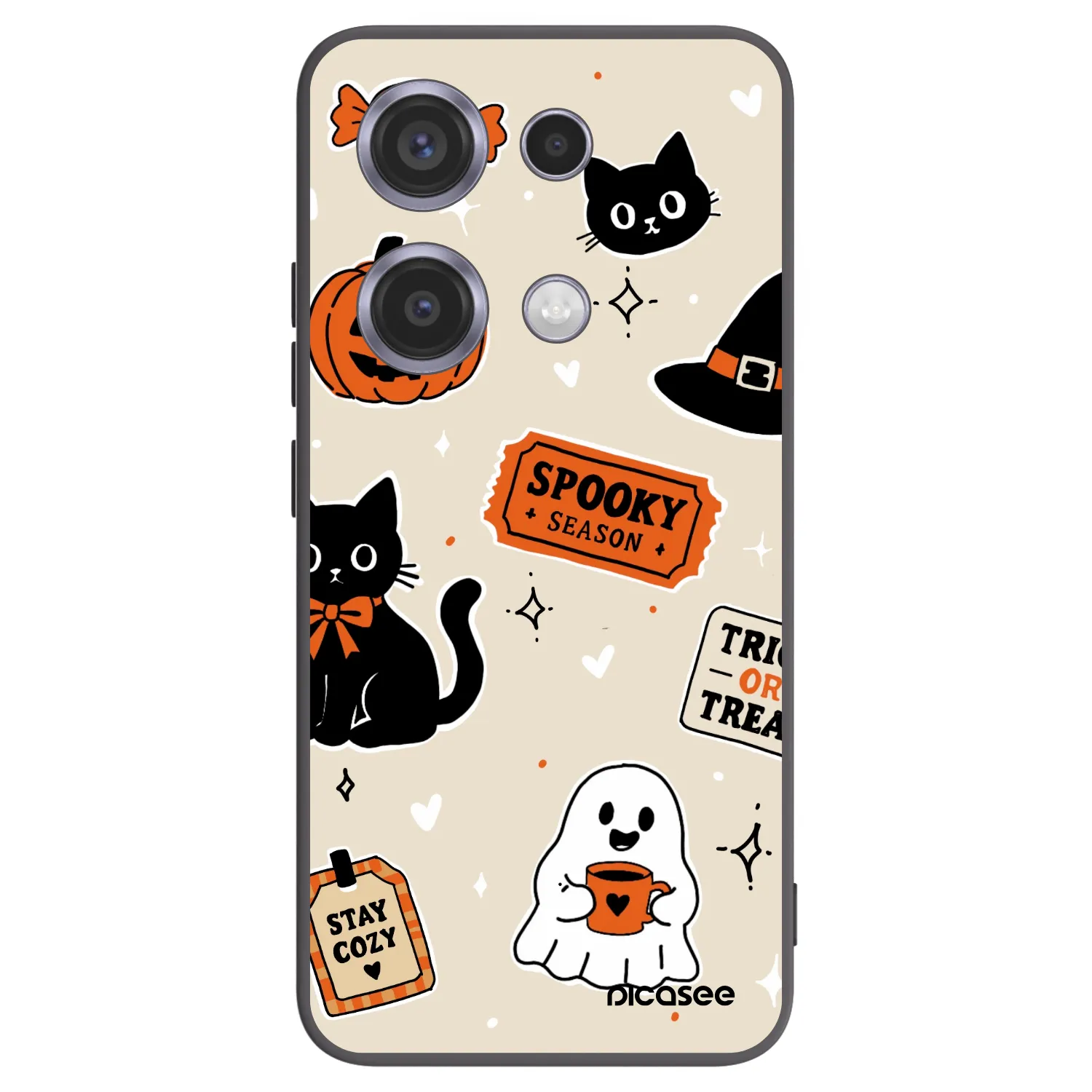 Picasee Xiaomi Redmi Note 14S Hülle - Schwarzes Silikon - Halloween stickers