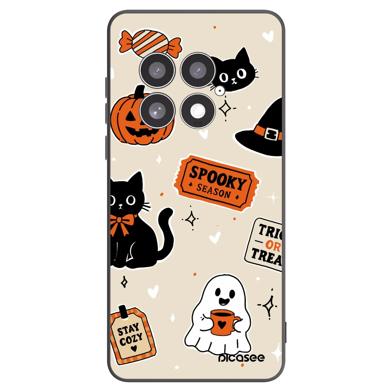 Picasee OnePlus 13 5G Hülle - Schwarzes Silikon - Halloween stickers