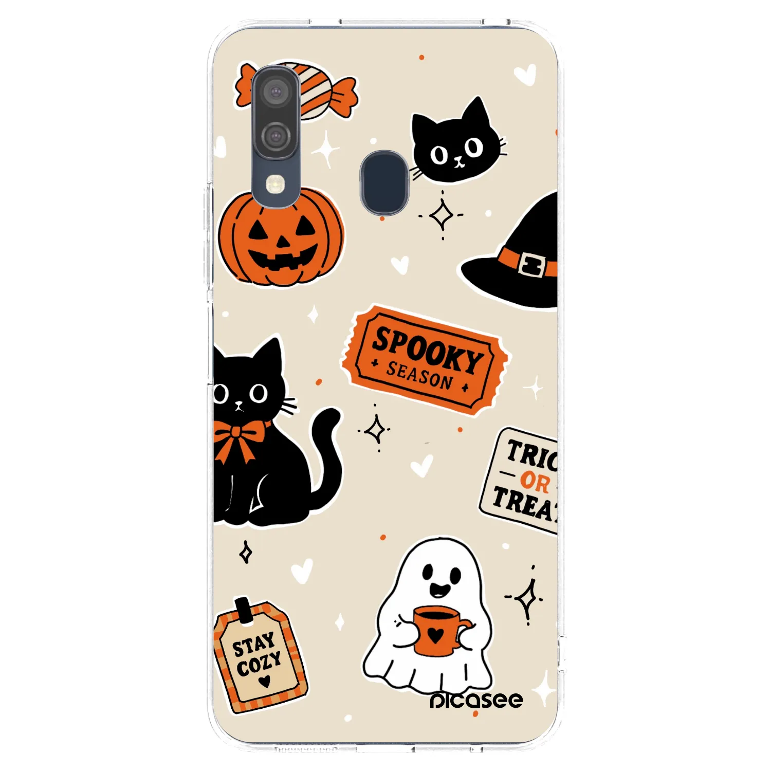 Picasee Samsung Galaxy A40 A405F Hülle - Transparentes Silikon - Halloween stickers
