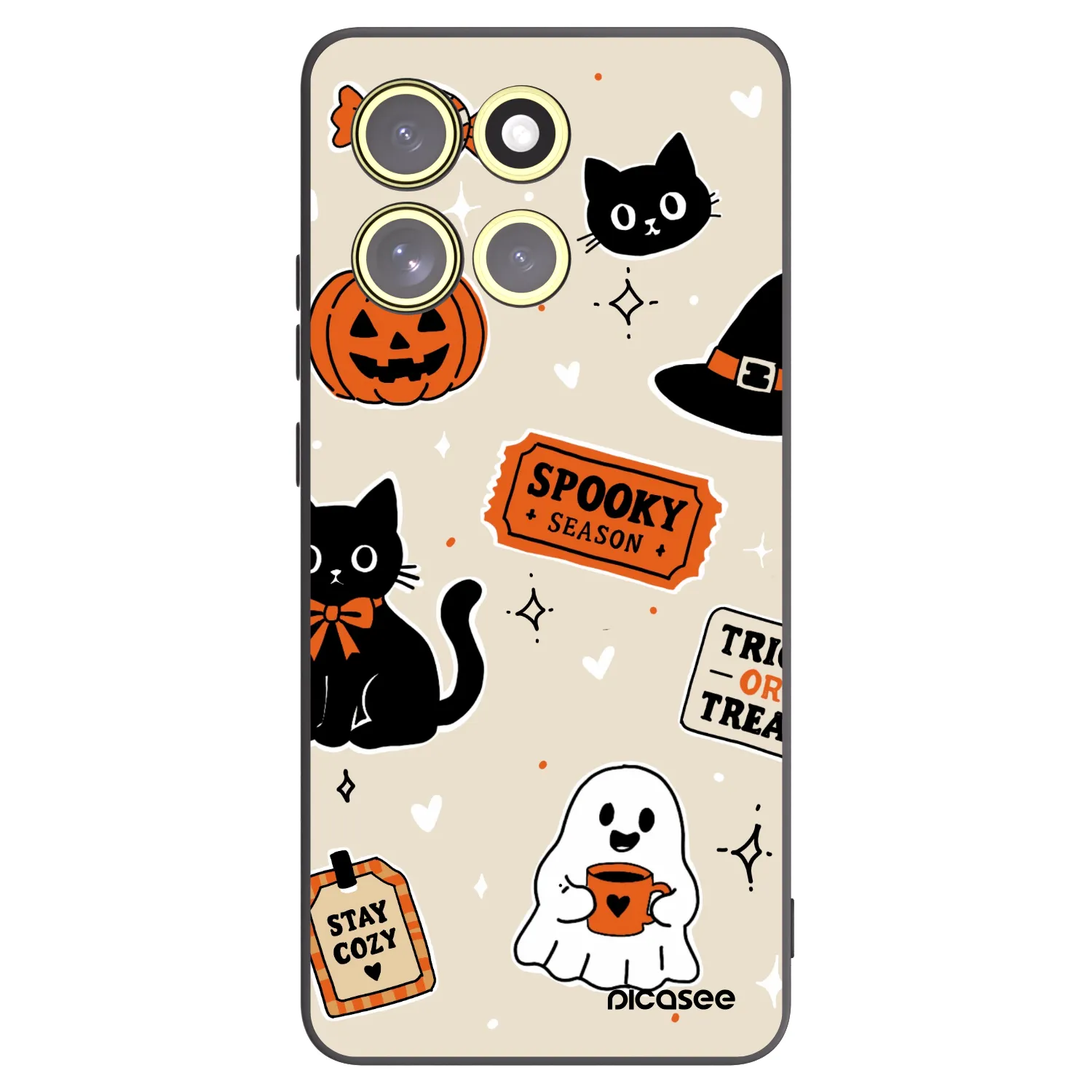 Picasee Motorola Moto G86 5G Hülle - Schwarzes Silikon - Halloween stickers