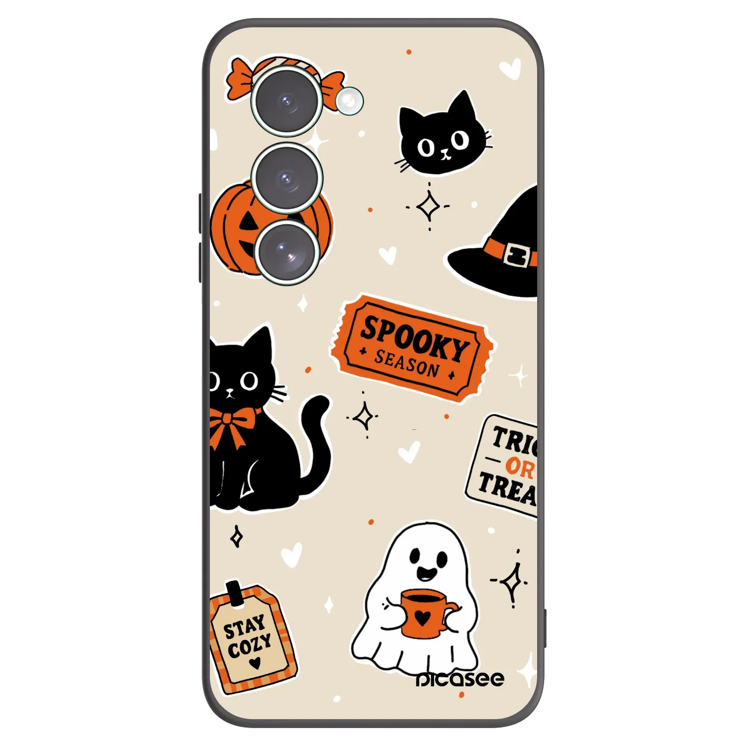 Picasee Xiaomi Redmi 15 5G Hülle - Schwarzes Silikon - Halloween stickers