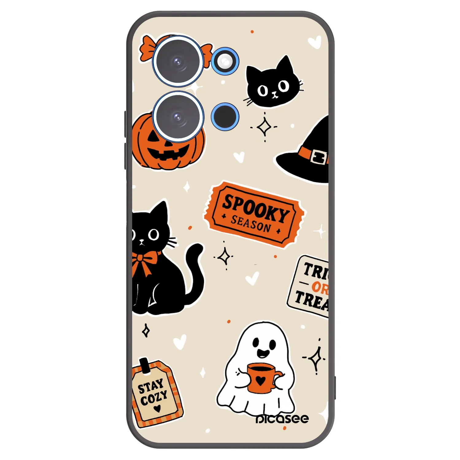 Picasee Xiaomi Redmi 15C 4G Hülle - Schwarzes Silikon - Halloween stickers