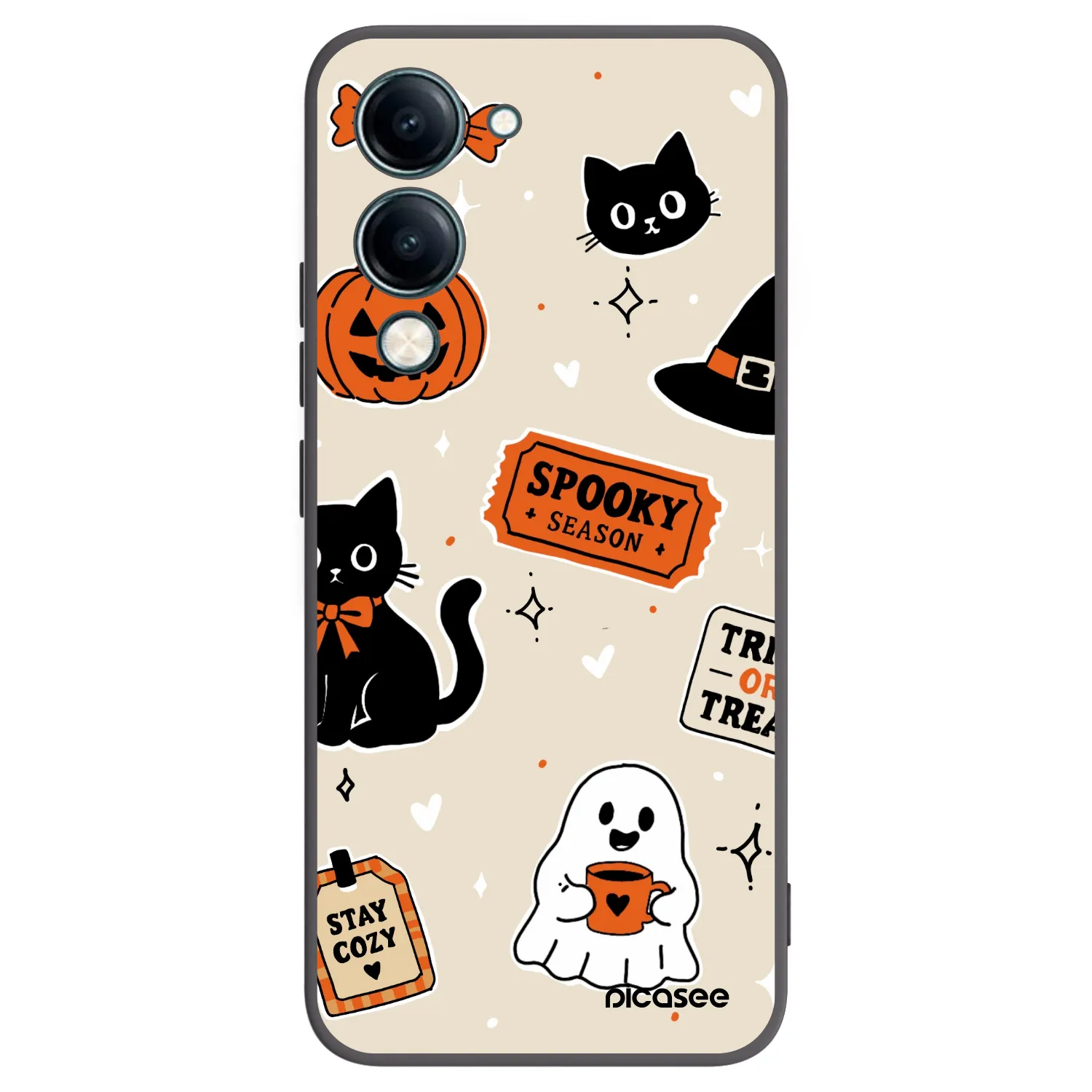 Picasee Vivo Y29s 5G Hülle - Schwarzes Silikon - Halloween stickers