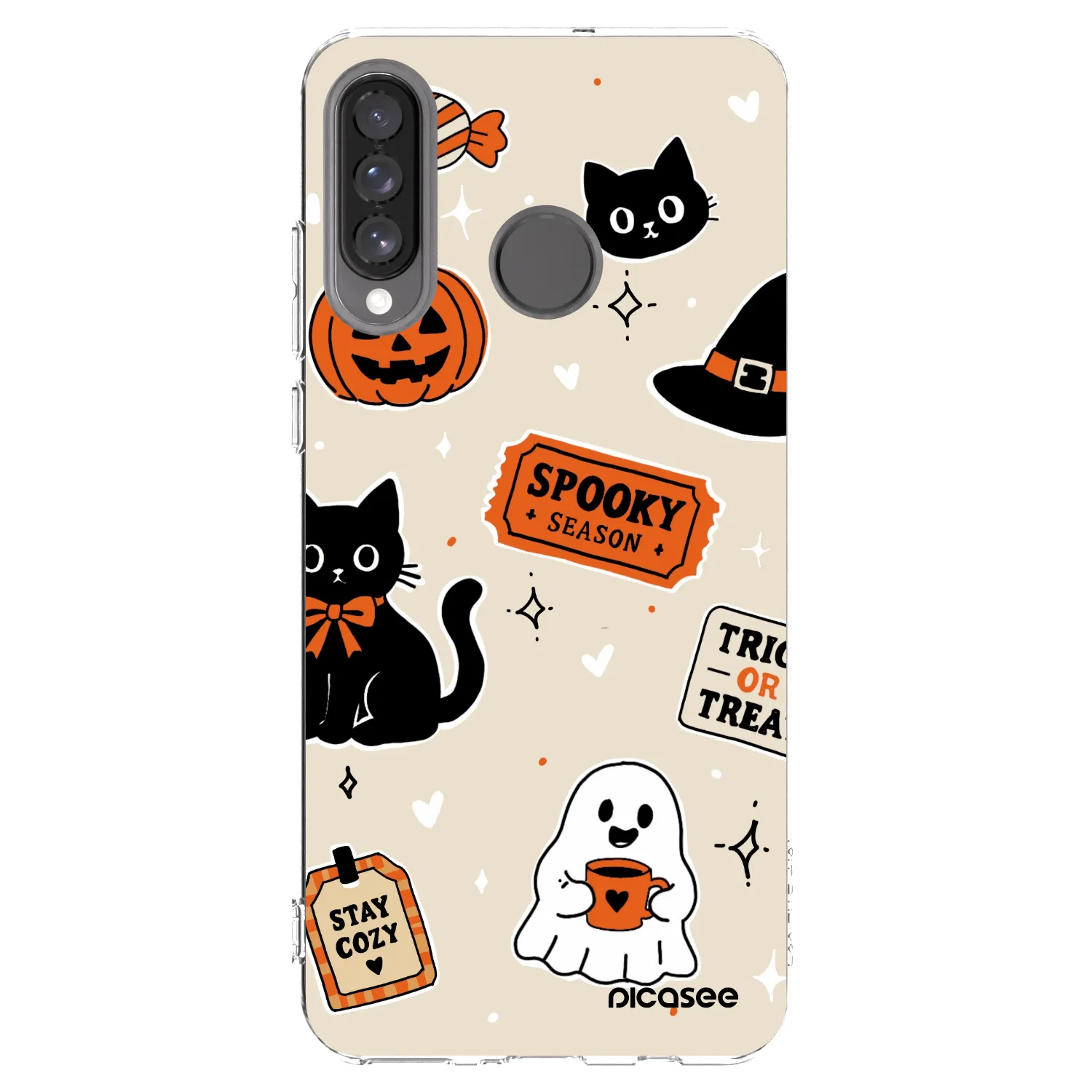 Picasee Huawei P30 Lite Hülle - Transparentes Silikon - Halloween stickers
