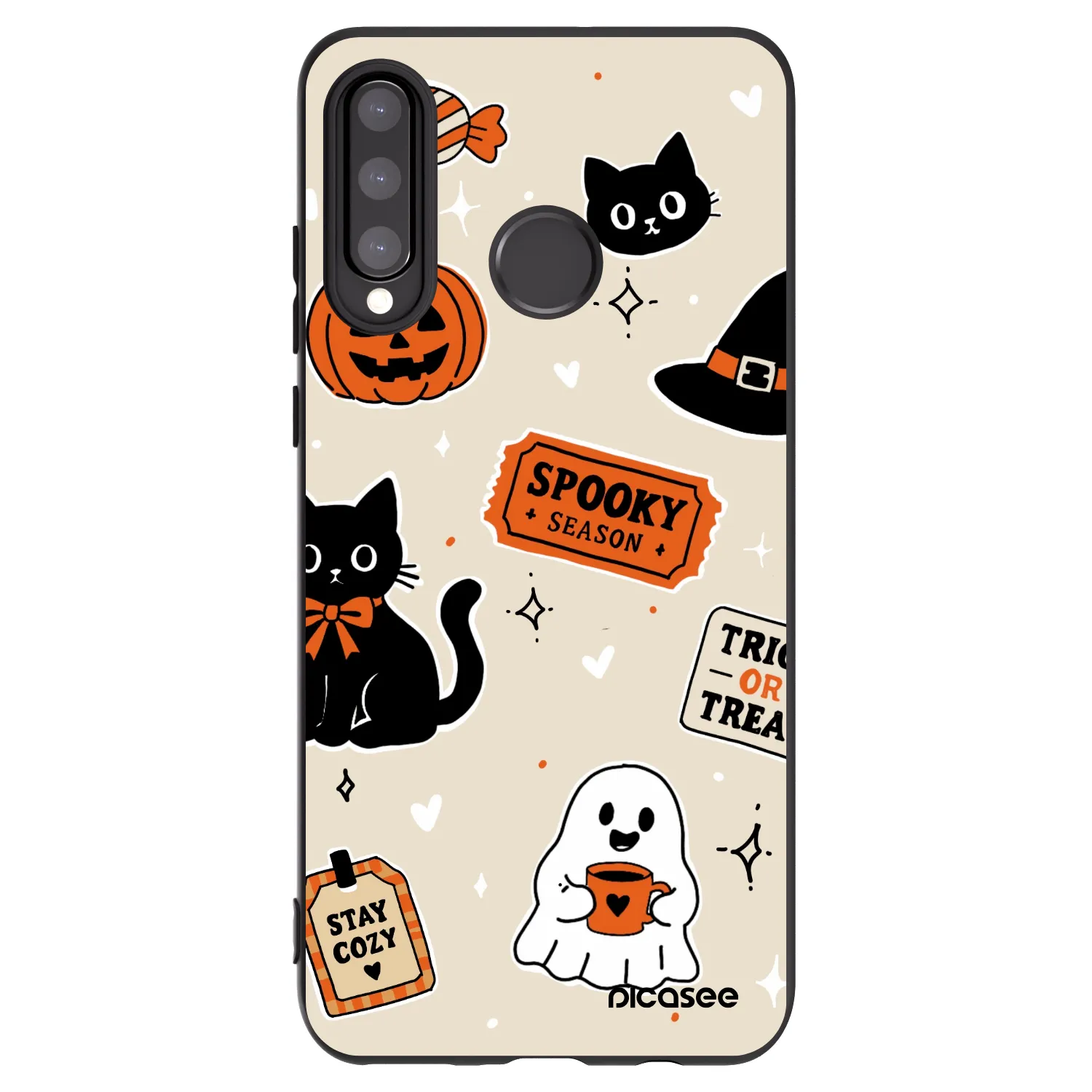 Picasee Huawei P30 Lite Hülle - Schwarzes Silikon - Halloween stickers