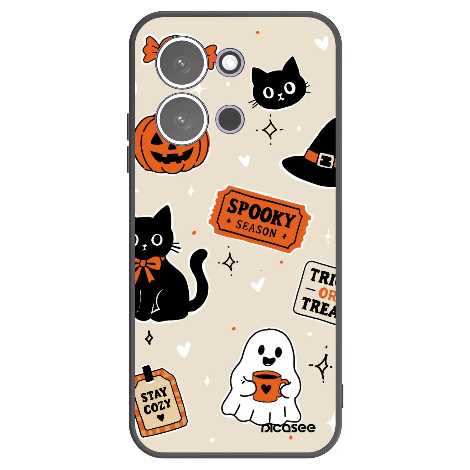 Picasee Xiaomi Redmi 15C 5G Hülle - Schwarzes Silikon - Halloween stickers
