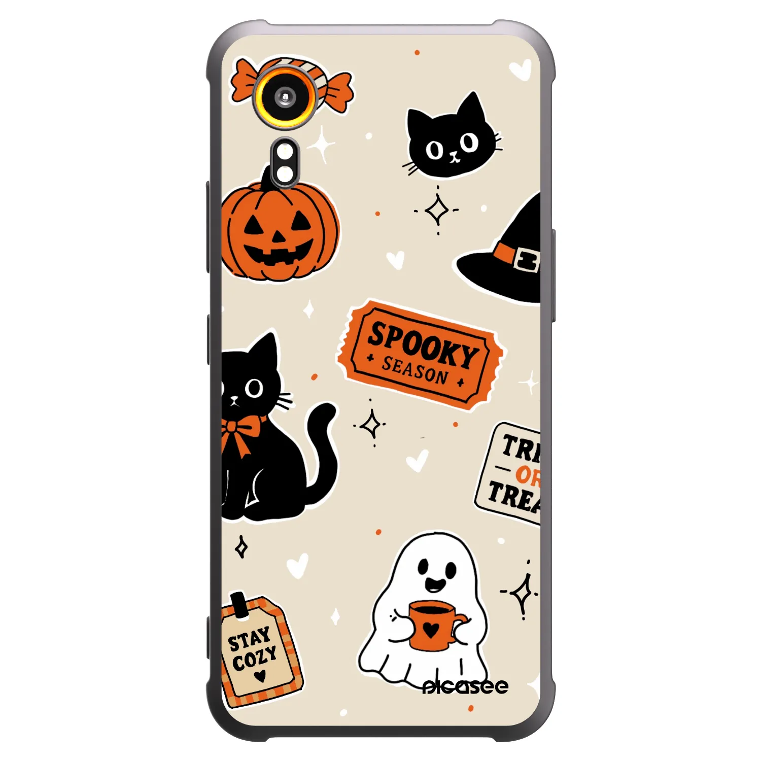 Picasee Samsung Galaxy XCover 7 Hülle - Schwarzes Silikon - Halloween stickers