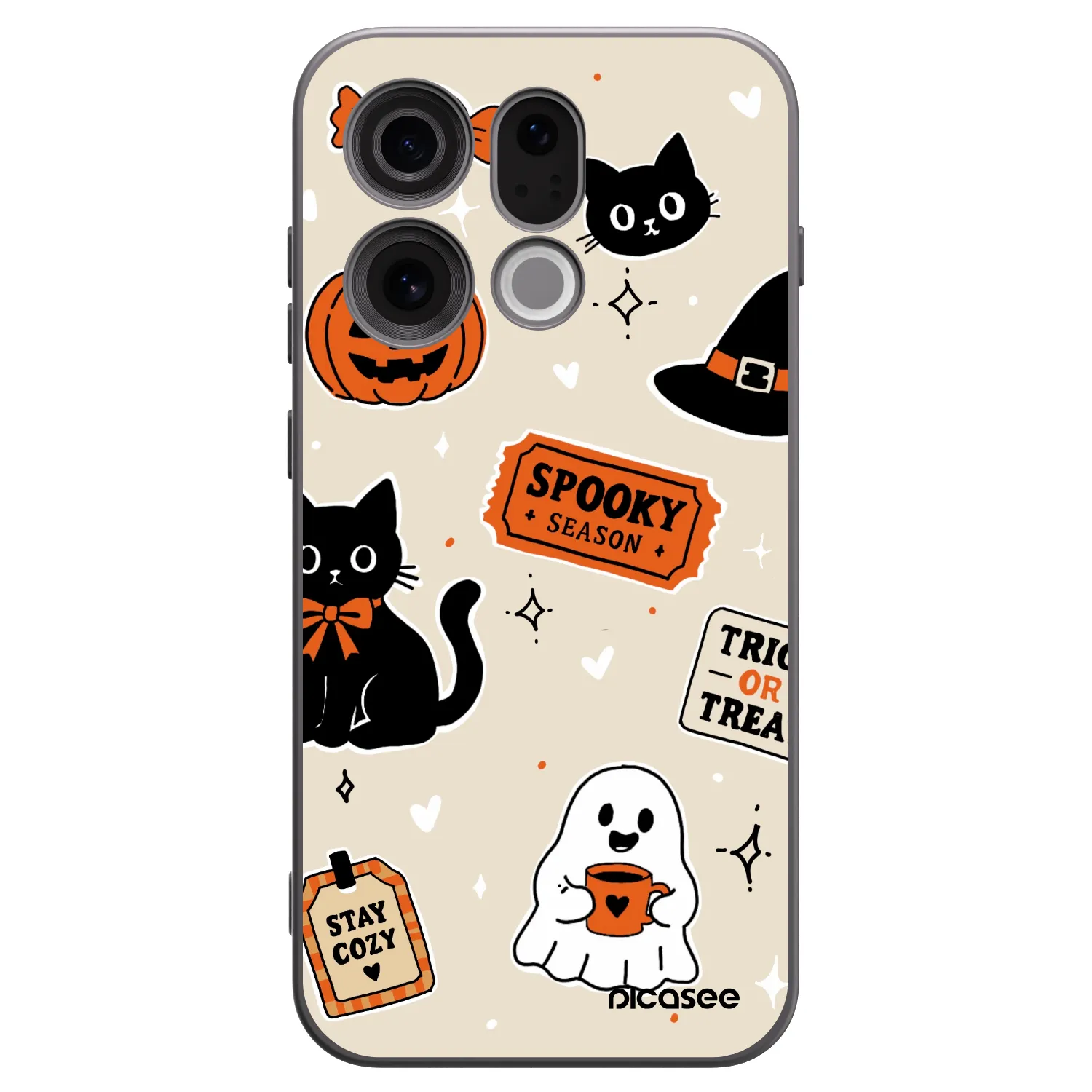 Picasee OPPO Find X9 Hülle - Schwarzes Silikon - Halloween stickers