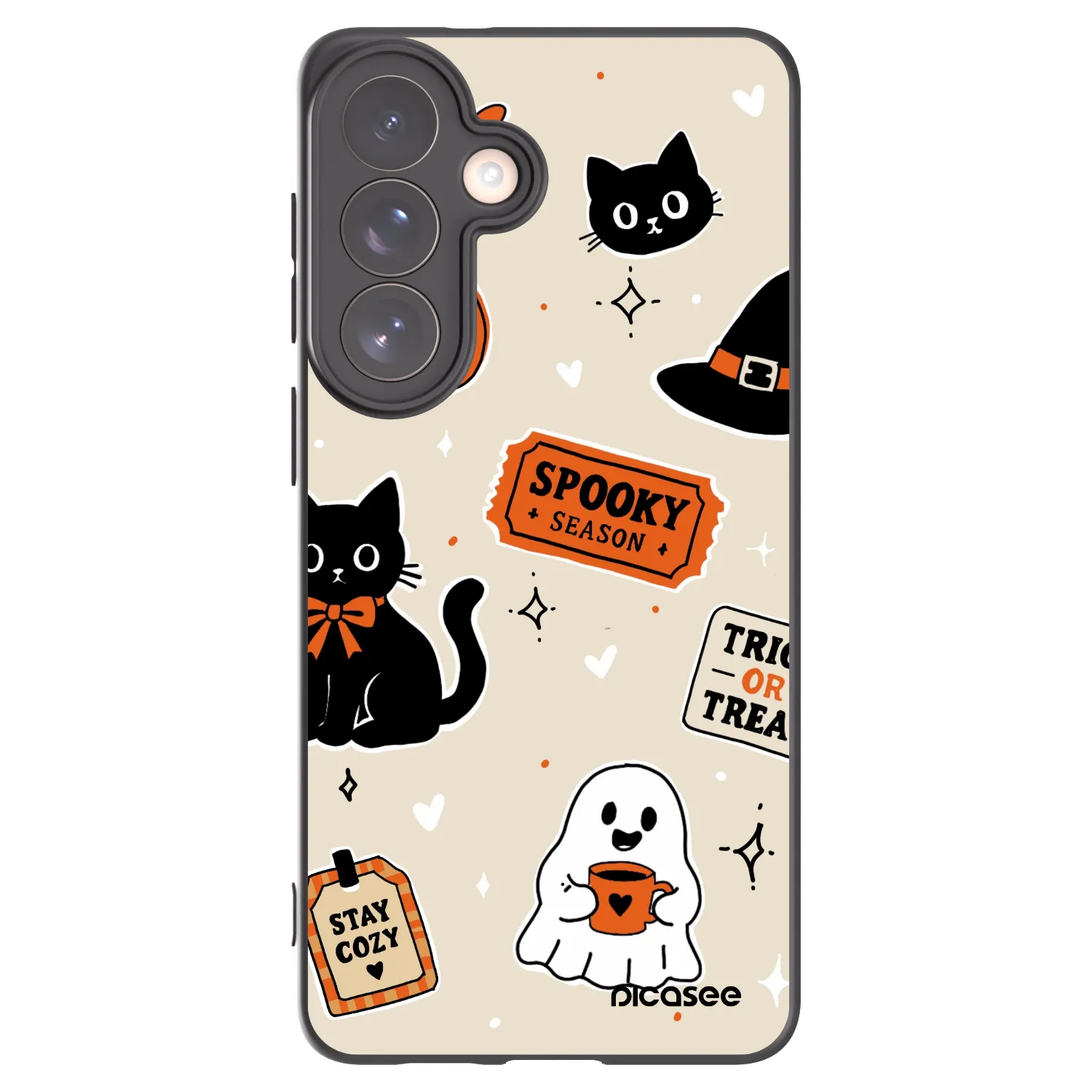 Picasee Samsung Galaxy S26+ Hülle - Schwarzes Silikon - Halloween stickers