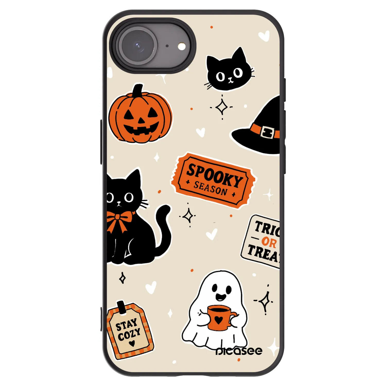 Picasee Apple iPhone 17e Hülle - Schwarzes Silikon - Halloween stickers