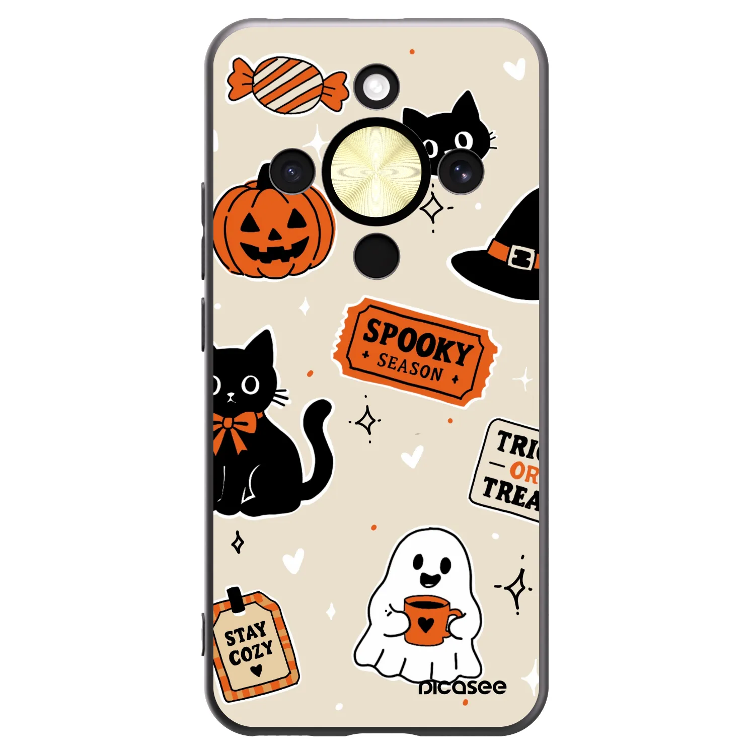 Picasee Honor Magic8 Lite 5G Hülle - Schwarzes Silikon - Halloween stickers
