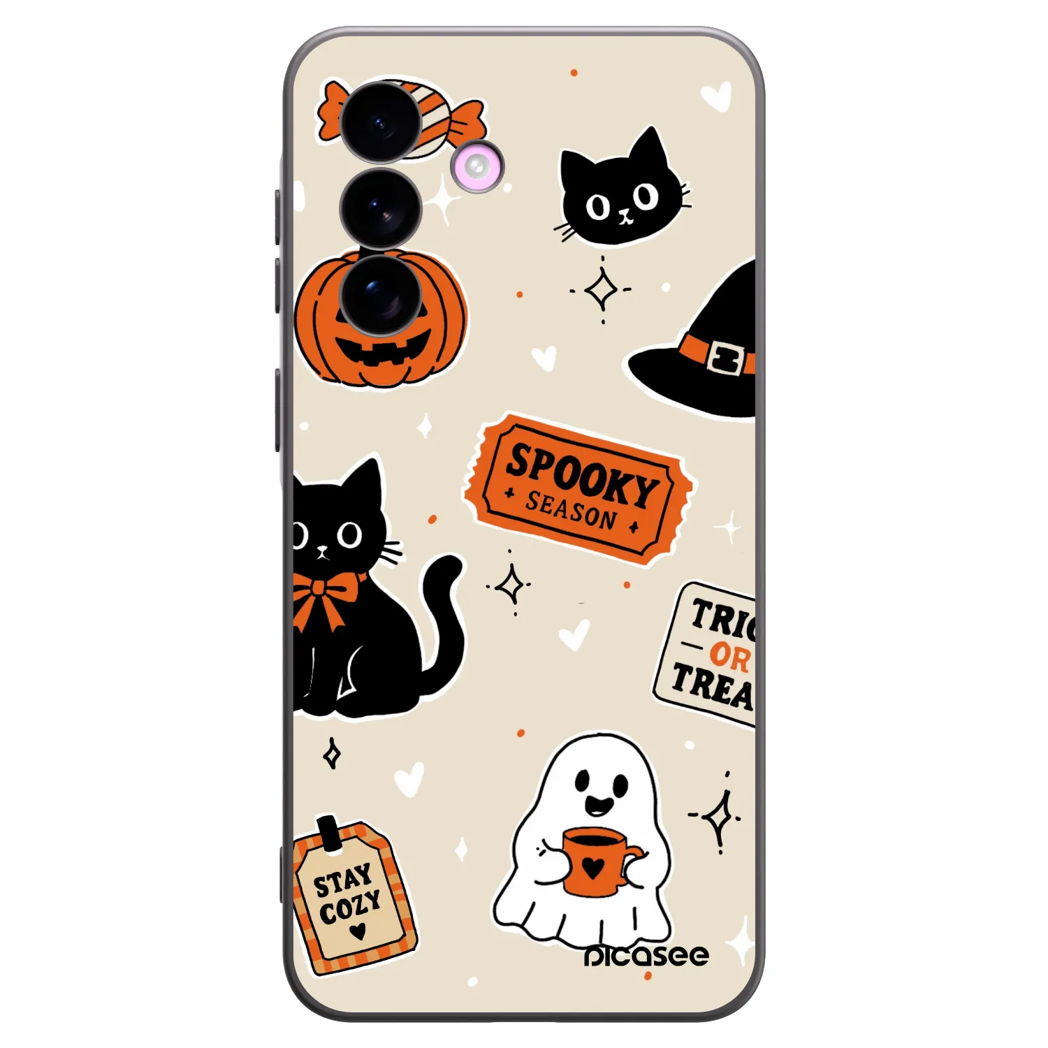 Picasee Samsung Galaxy A57 5G Hülle - Schwarzes Silikon - Halloween stickers