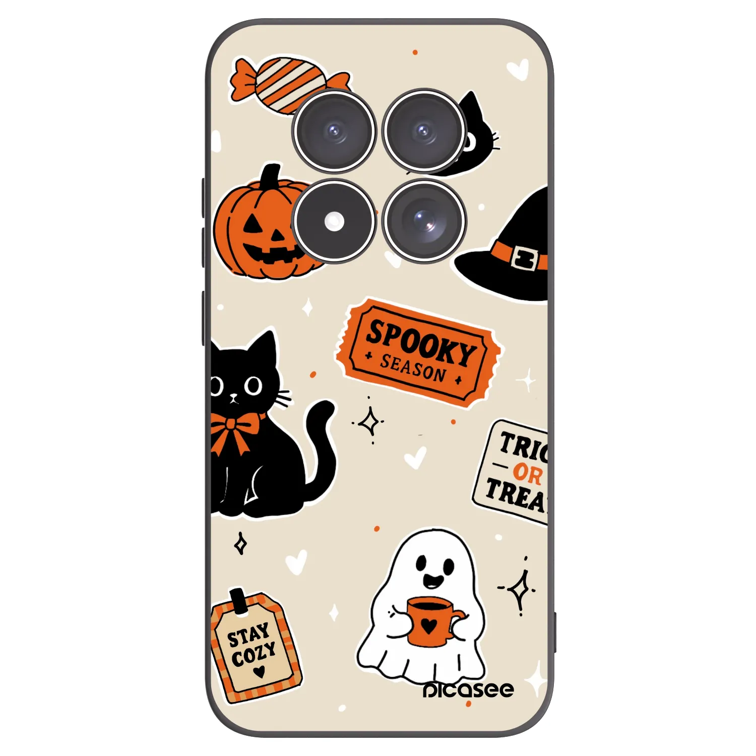 Picasee Xiaomi Redmi Note 15 Pro 5G Hülle - Schwarzes Silikon - Halloween stickers