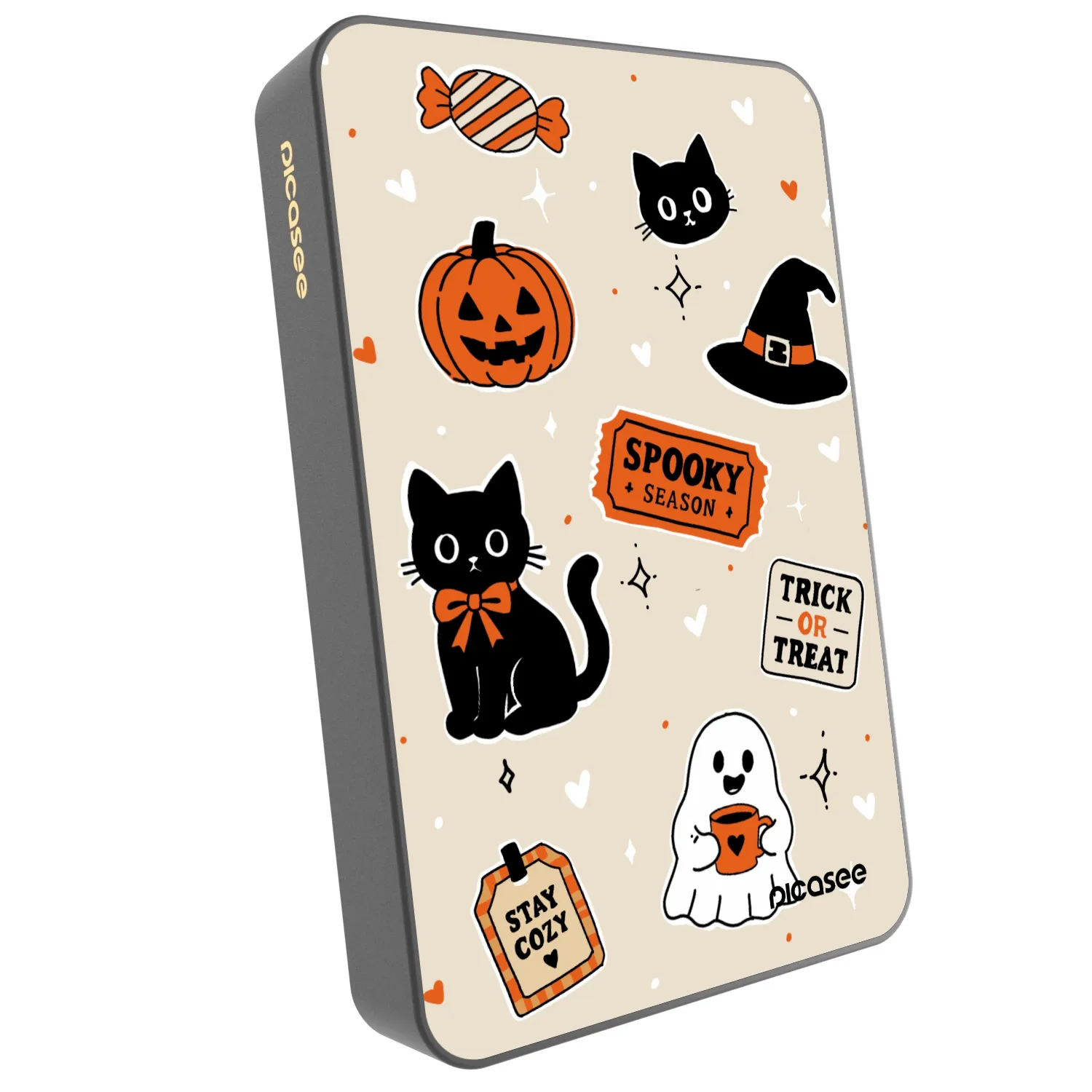 Picasee Powerbank mit MagSafe 10 000 mAh Grau - Halloween stickers