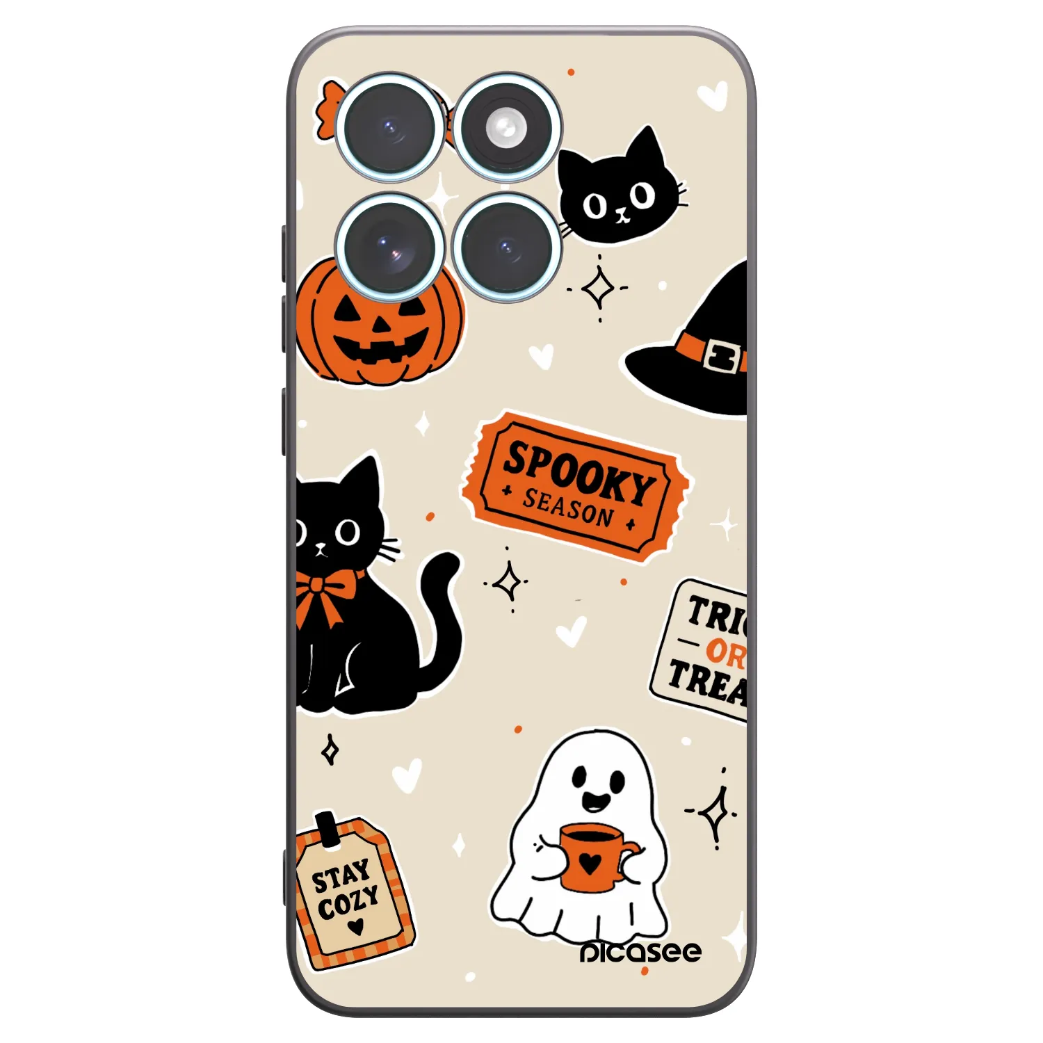 Picasee Motorola Edge 70 Fusion Hülle - Schwarzes Silikon - Halloween stickers