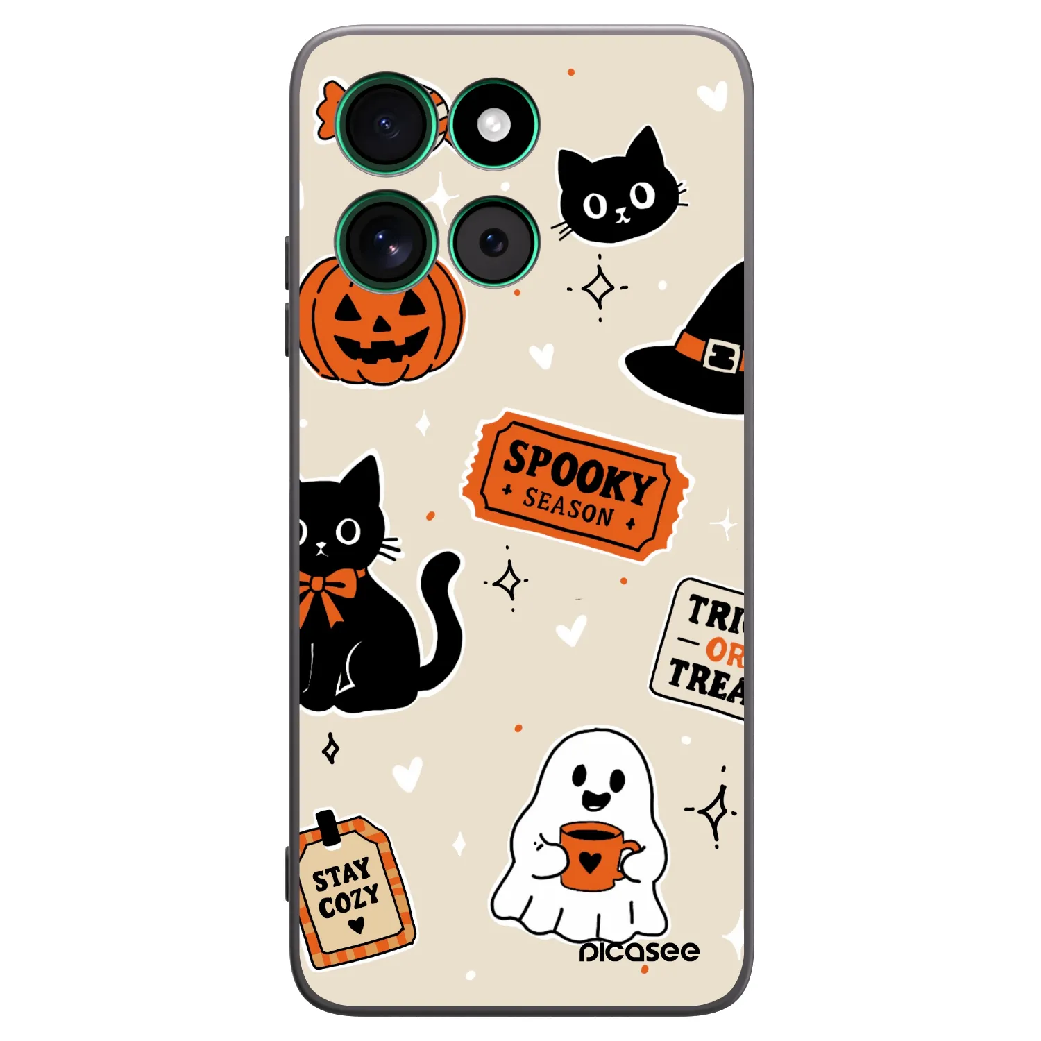 Picasee Motorola Moto G57 Power Hülle - Schwarzes Silikon - Halloween stickers