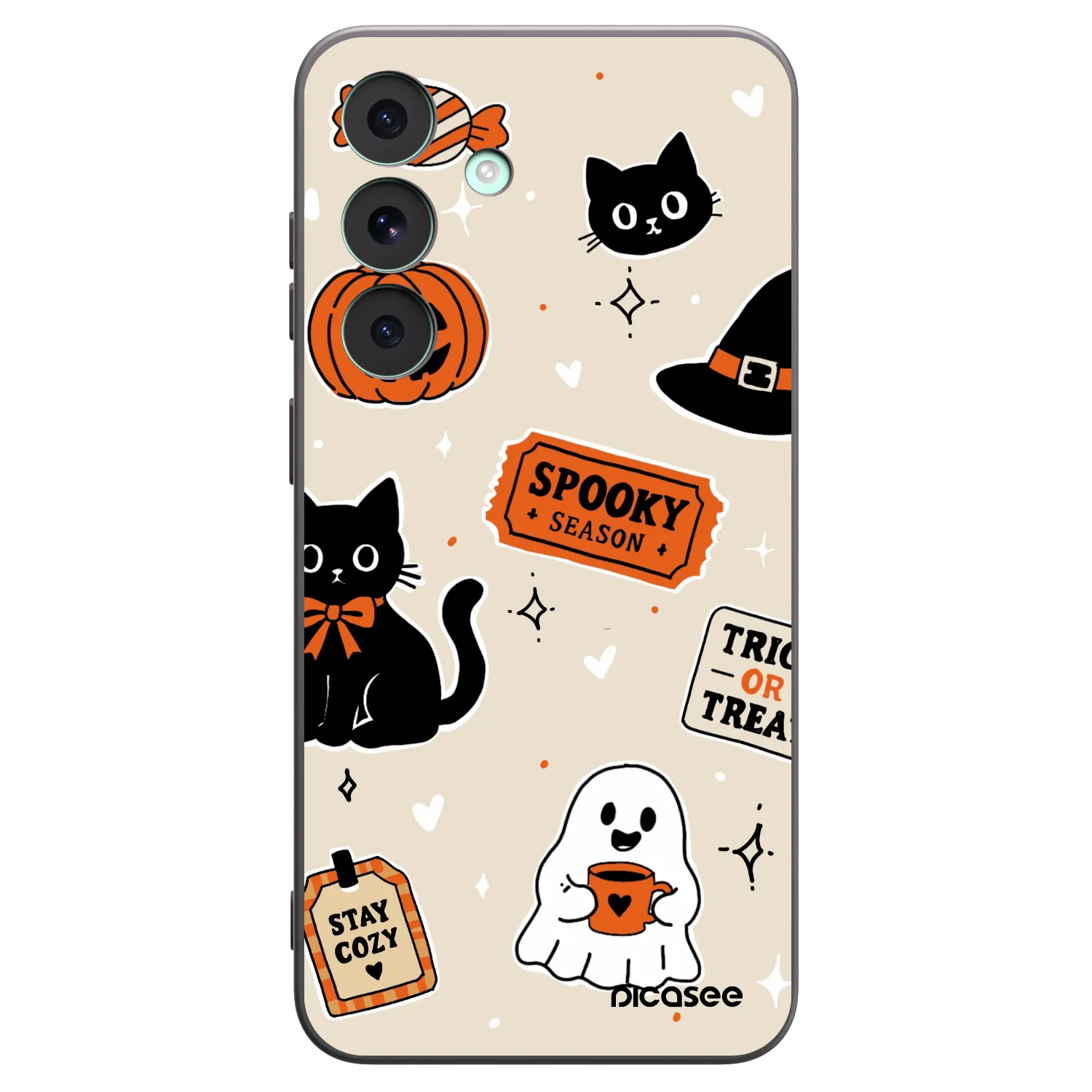 Picasee Samsung Galaxy S26 FE Hülle - Schwarzes Silikon - Halloween stickers