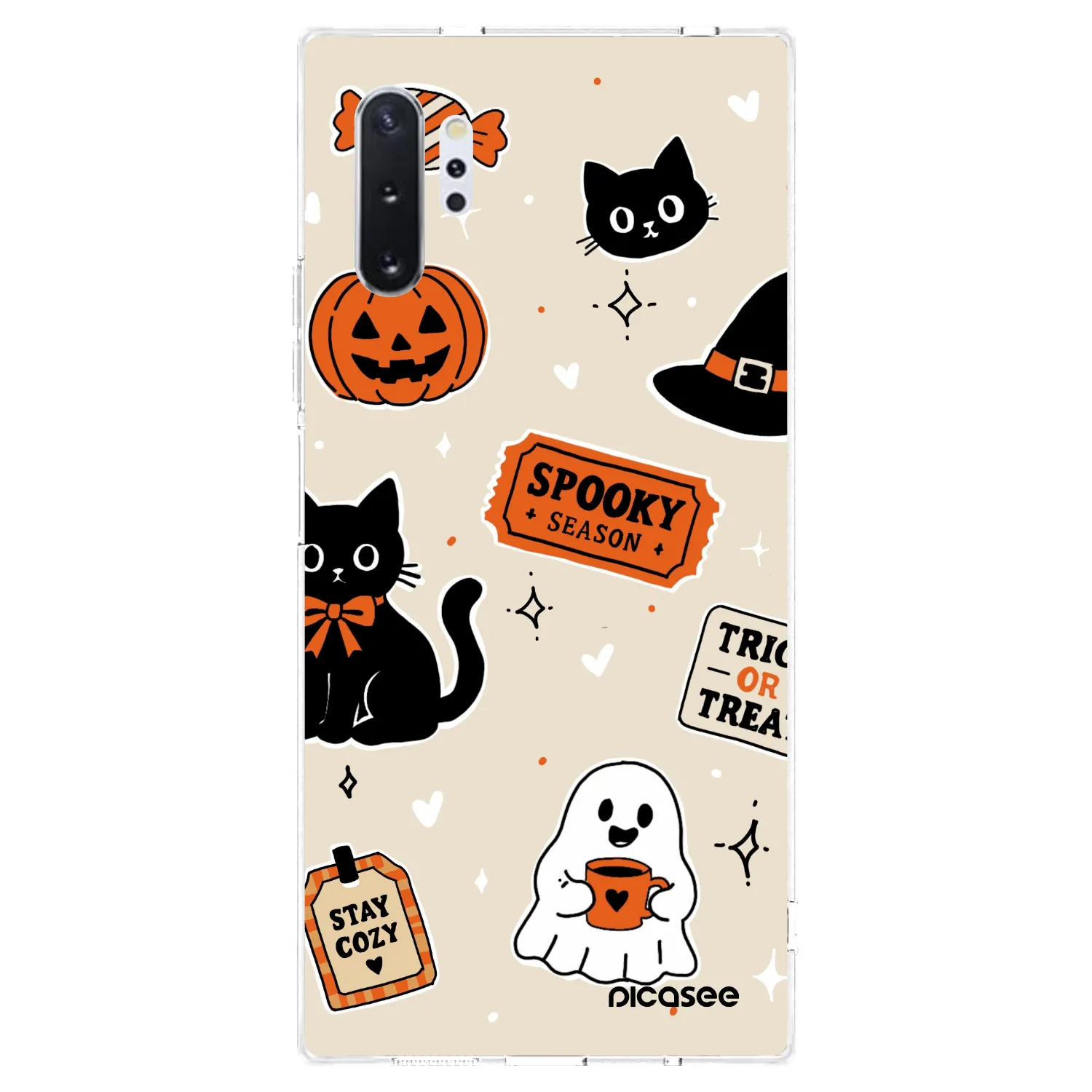 Picasee Samsung Galaxy Note 10+ N975F Hülle - Transparentes Silikon - Halloween stickers
