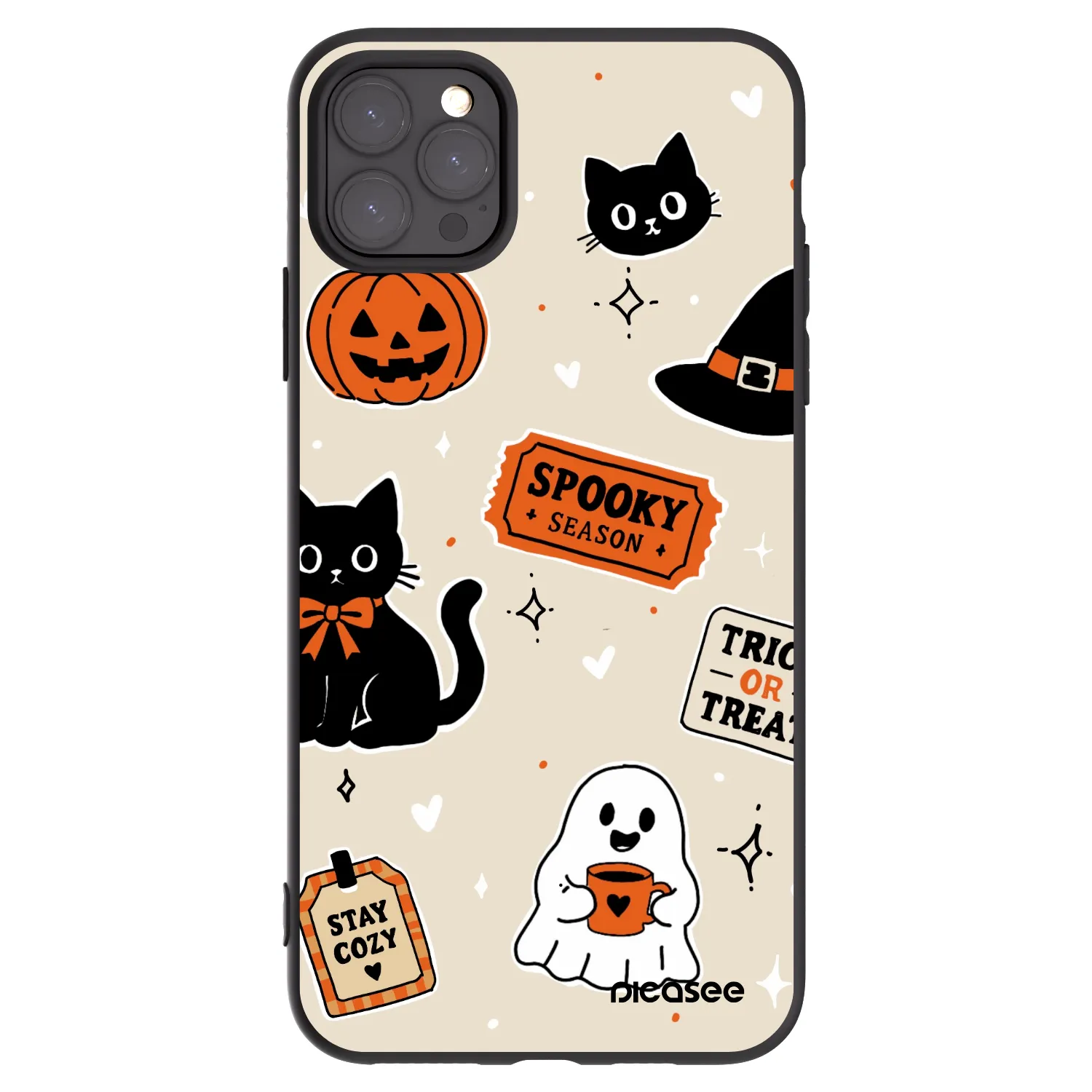 Picasee Apple iPhone 11 Pro Max Hülle - Schwarzes Silikon - Halloween stickers