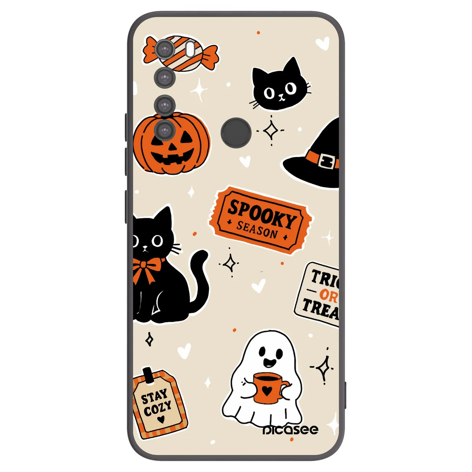 Picasee Xiaomi Redmi Note 8 Hülle - Schwarzes Silikon - Halloween stickers