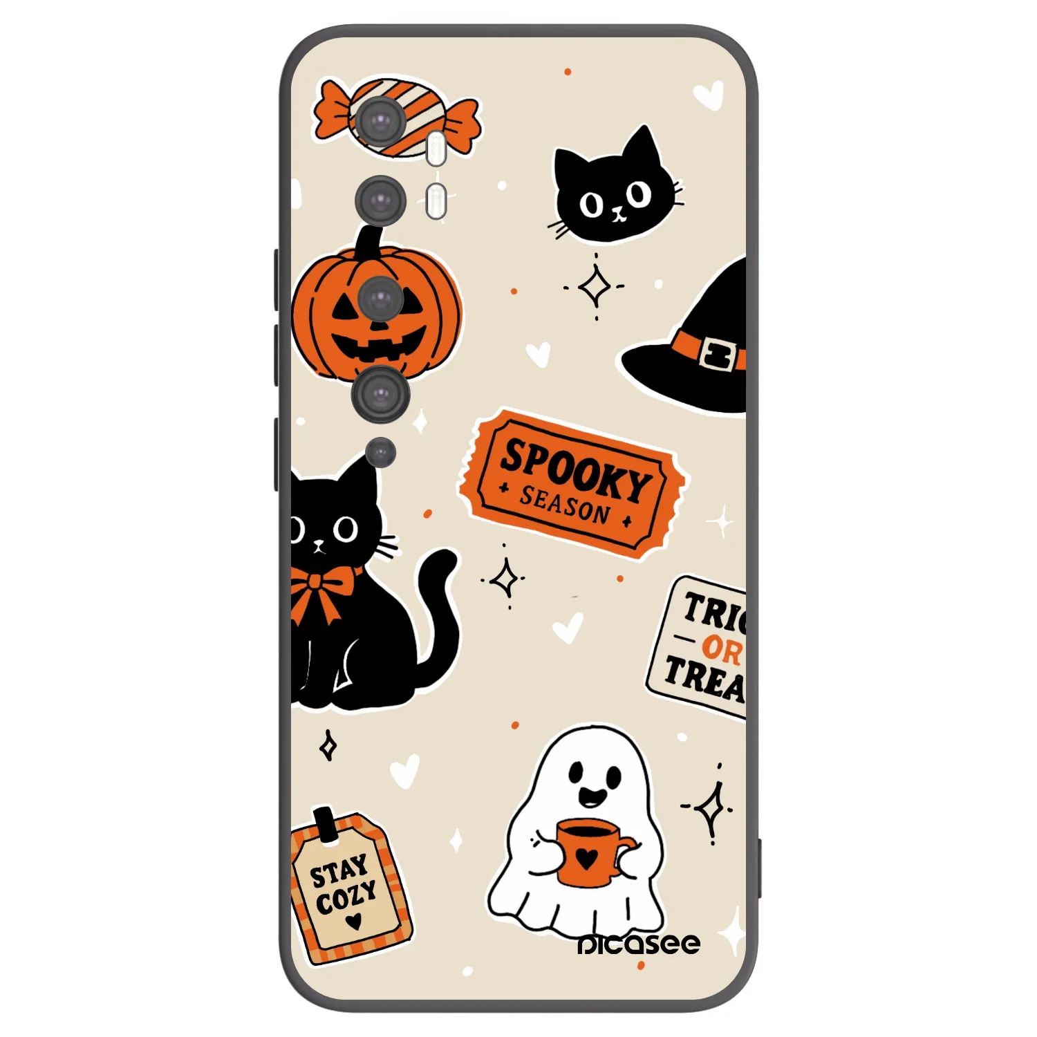 Picasee Xiaomi Mi Note 10 (Pro) Hülle - Schwarzes Silikon - Halloween stickers