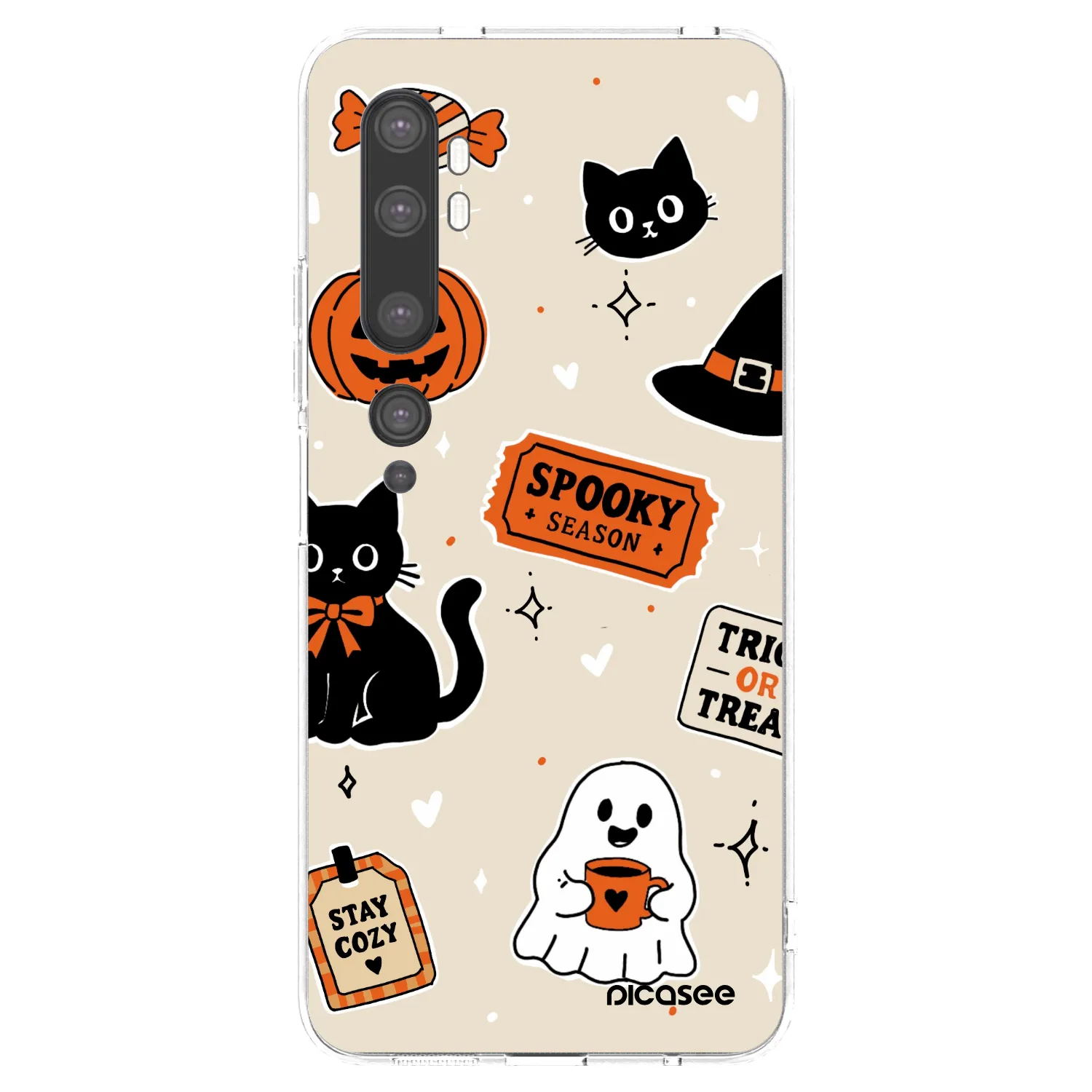 Picasee Xiaomi Mi Note 10 (Pro) Hülle - Transparentes Silikon - Halloween stickers