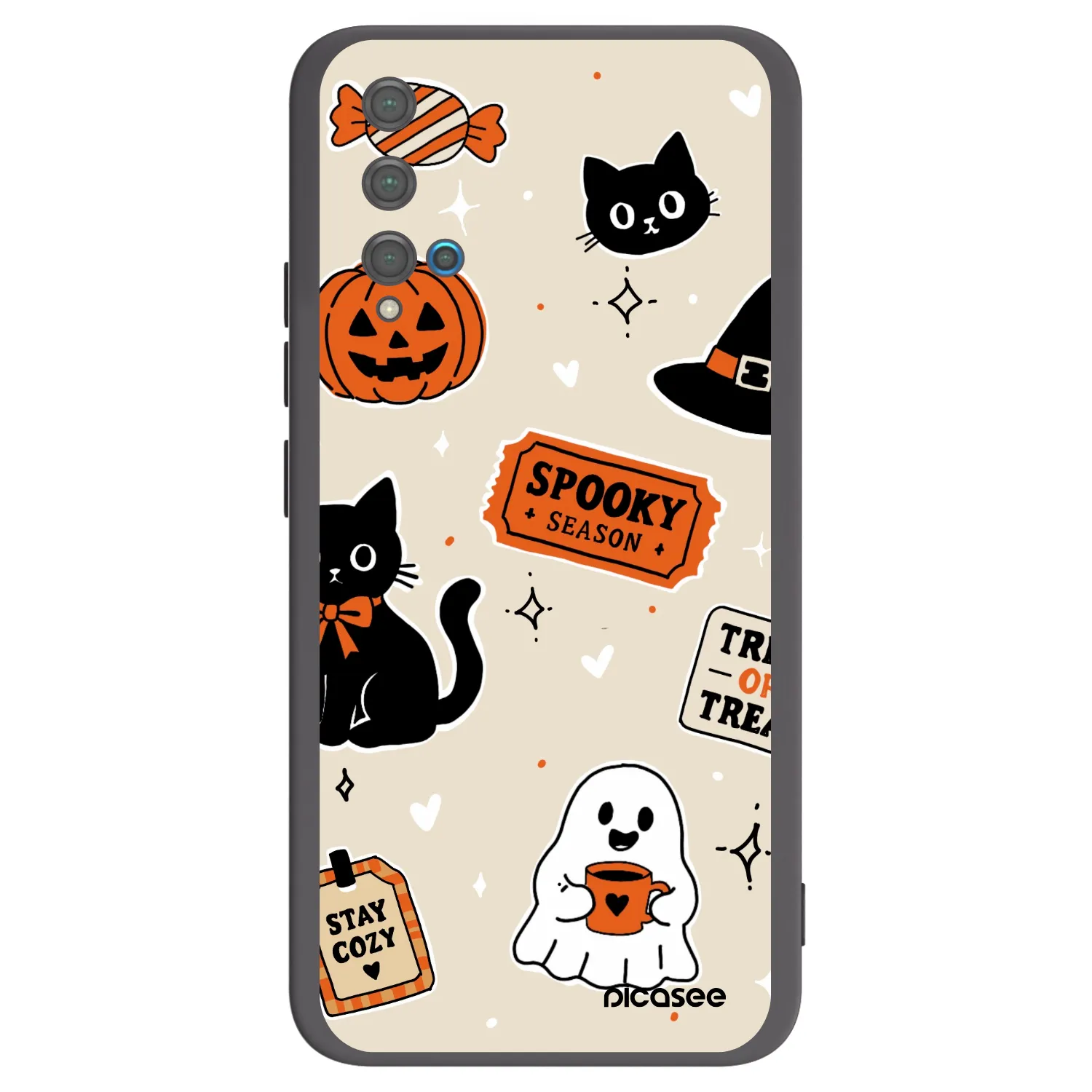 Picasee Huawei Nova 5T Hülle - Schwarzes Silikon - Halloween stickers
