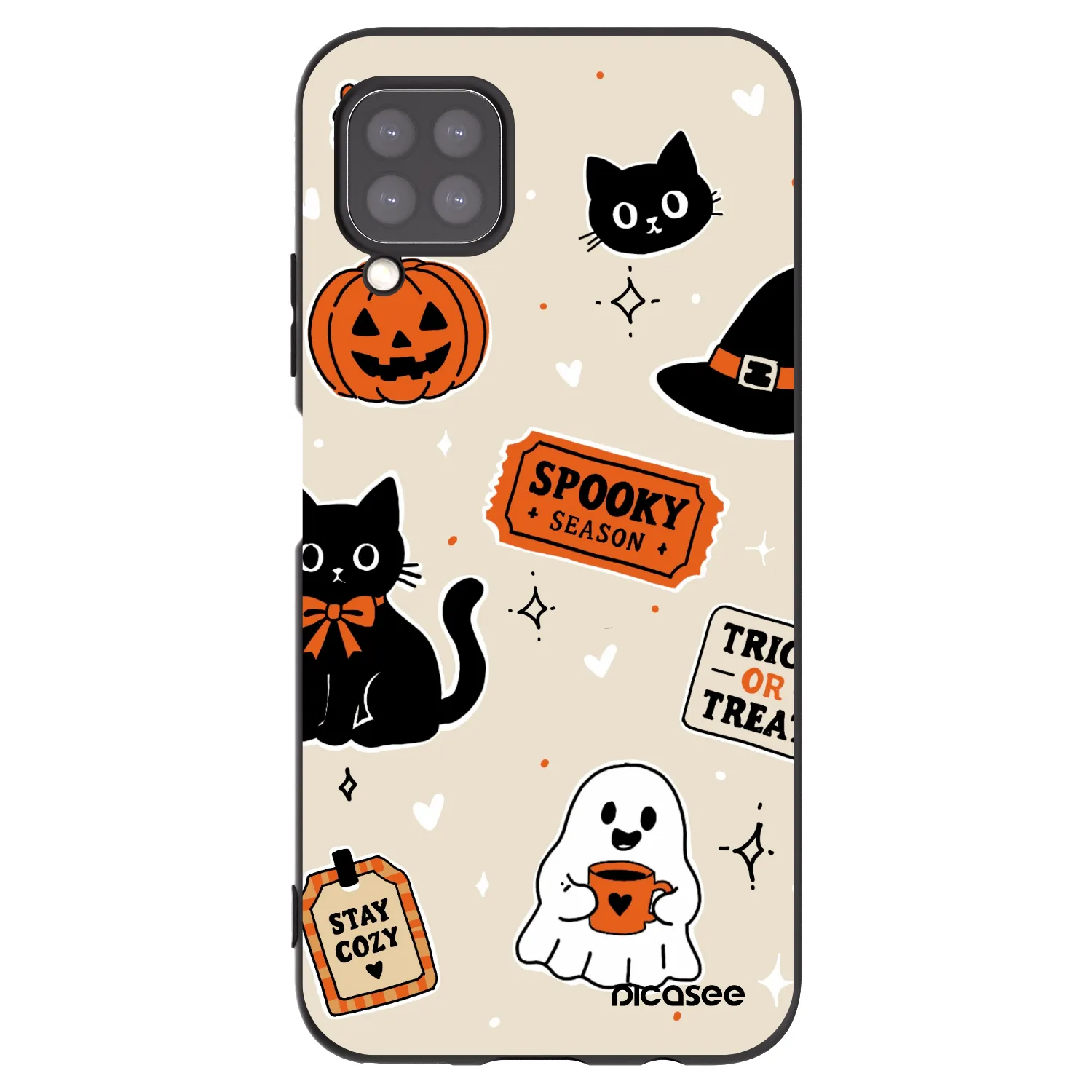 Picasee Huawei P40 Lite Hülle - Schwarzes Silikon - Halloween stickers