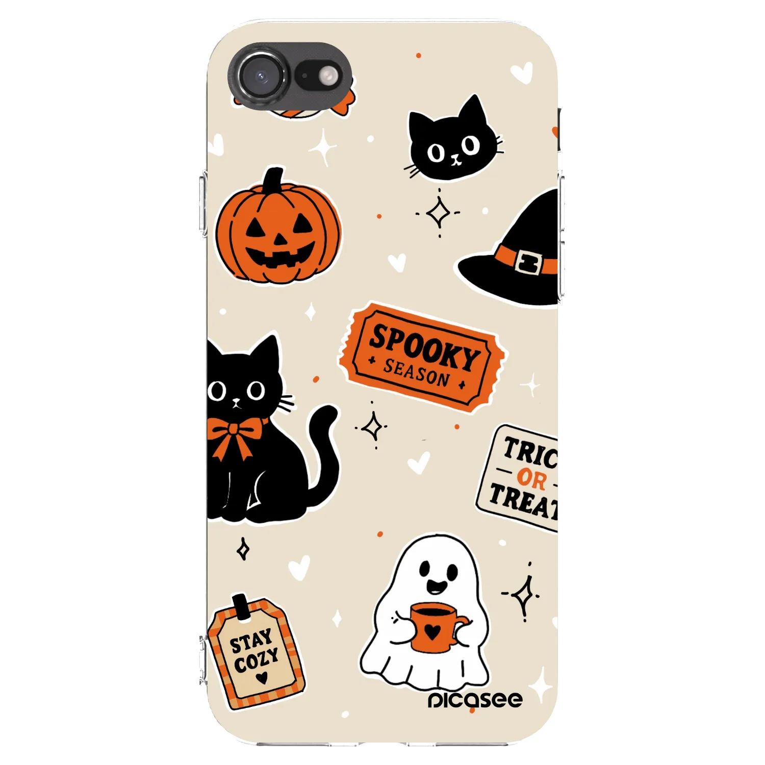 Picasee Apple iPhone SE 2020 Hülle - Transparentes Silikon - Halloween stickers