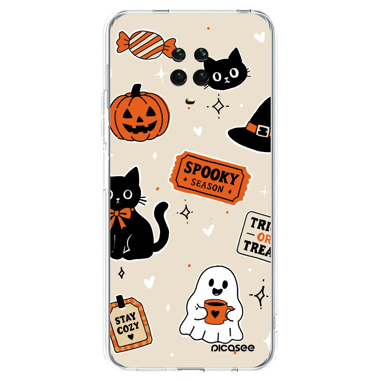 Picasee Xiaomi Redmi Note 9 Pro Hülle - Transparentes Silikon - Halloween stickers