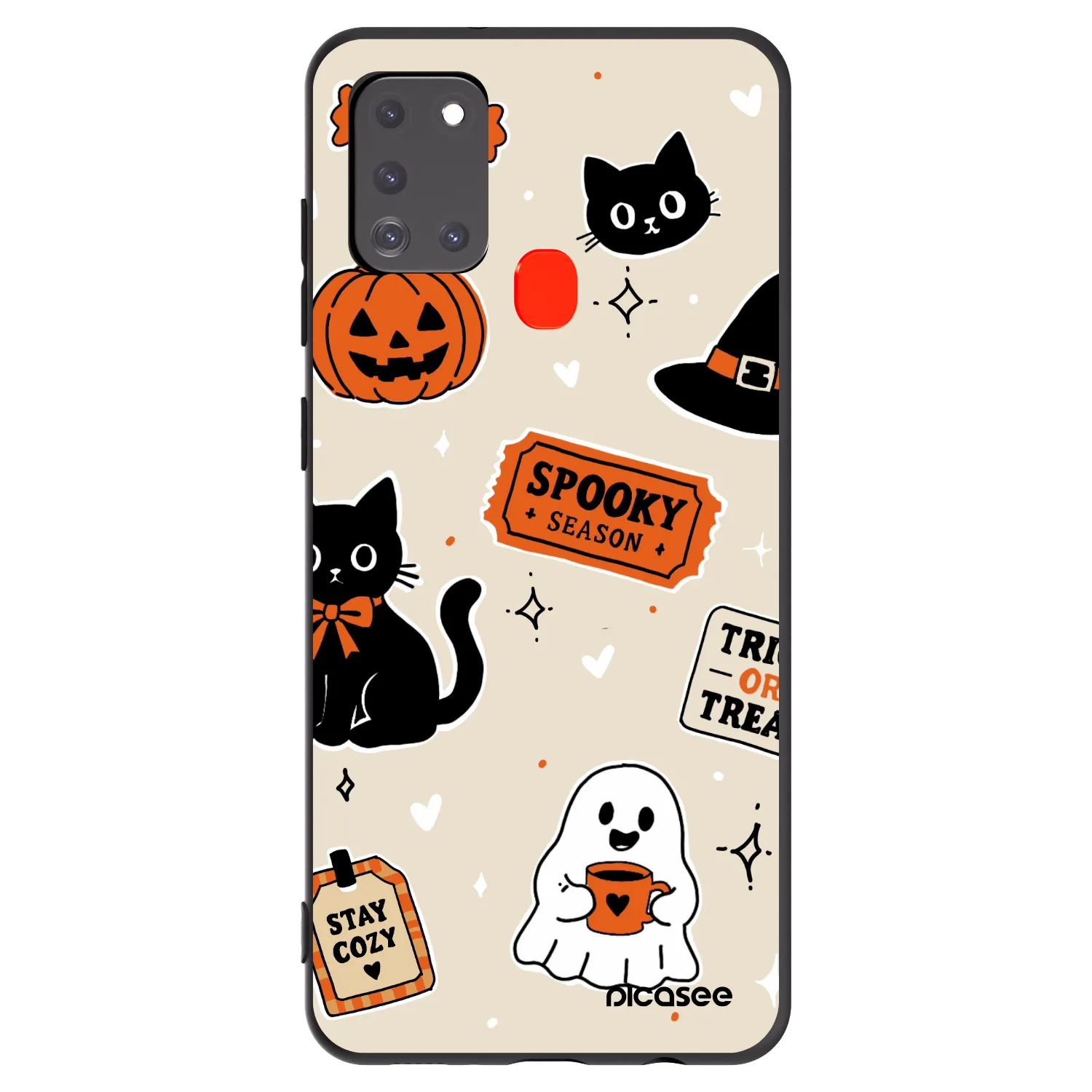 Picasee Samsung Galaxy A21s Hülle - Schwarzes Silikon - Halloween stickers