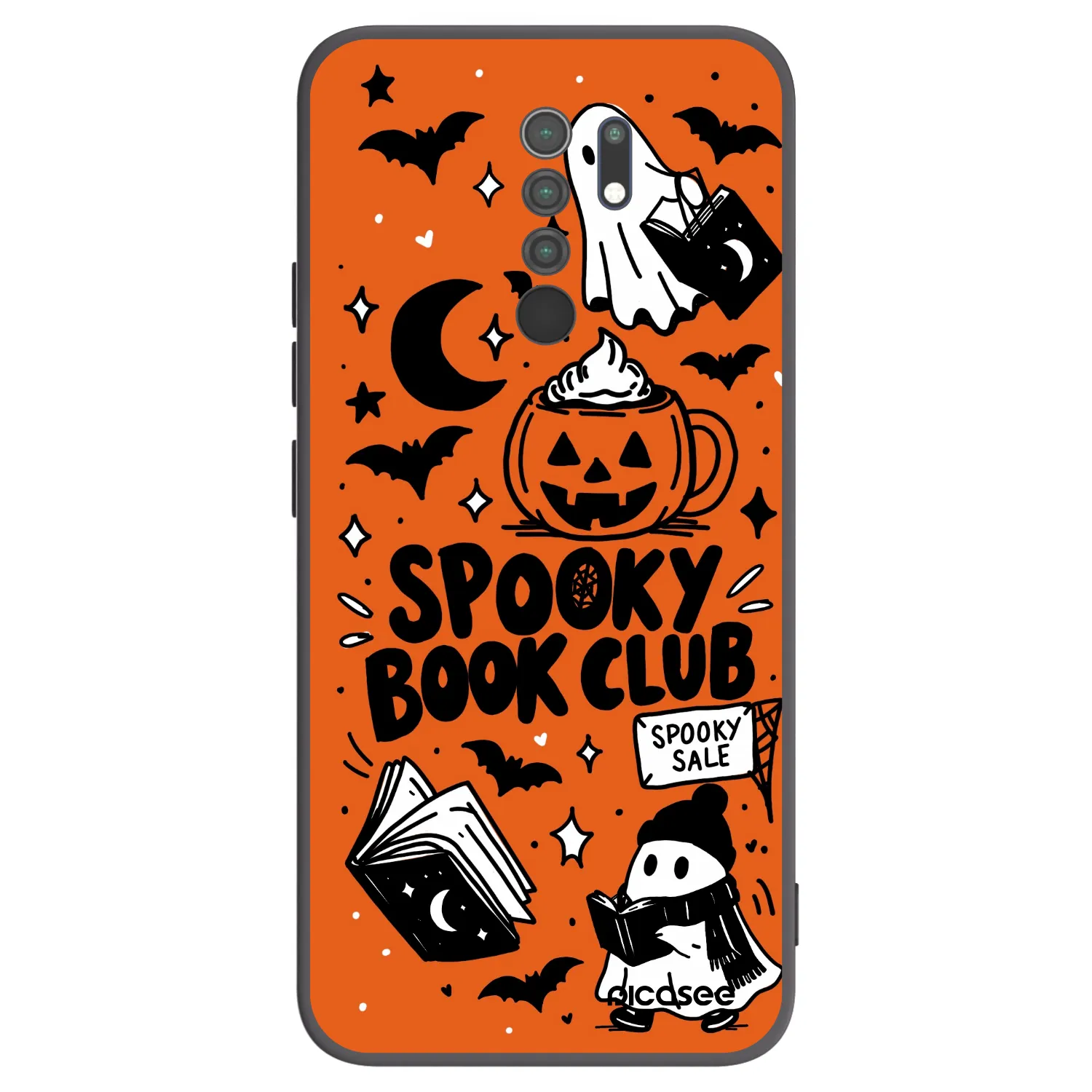 Picasee Xiaomi Redmi 9 Hülle - Schwarzes Silikon - Spooky book club
