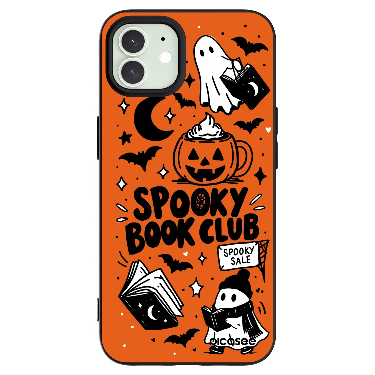 Picasee Apple iPhone 12 Hülle - Schwarzes Silikon - Spooky book club