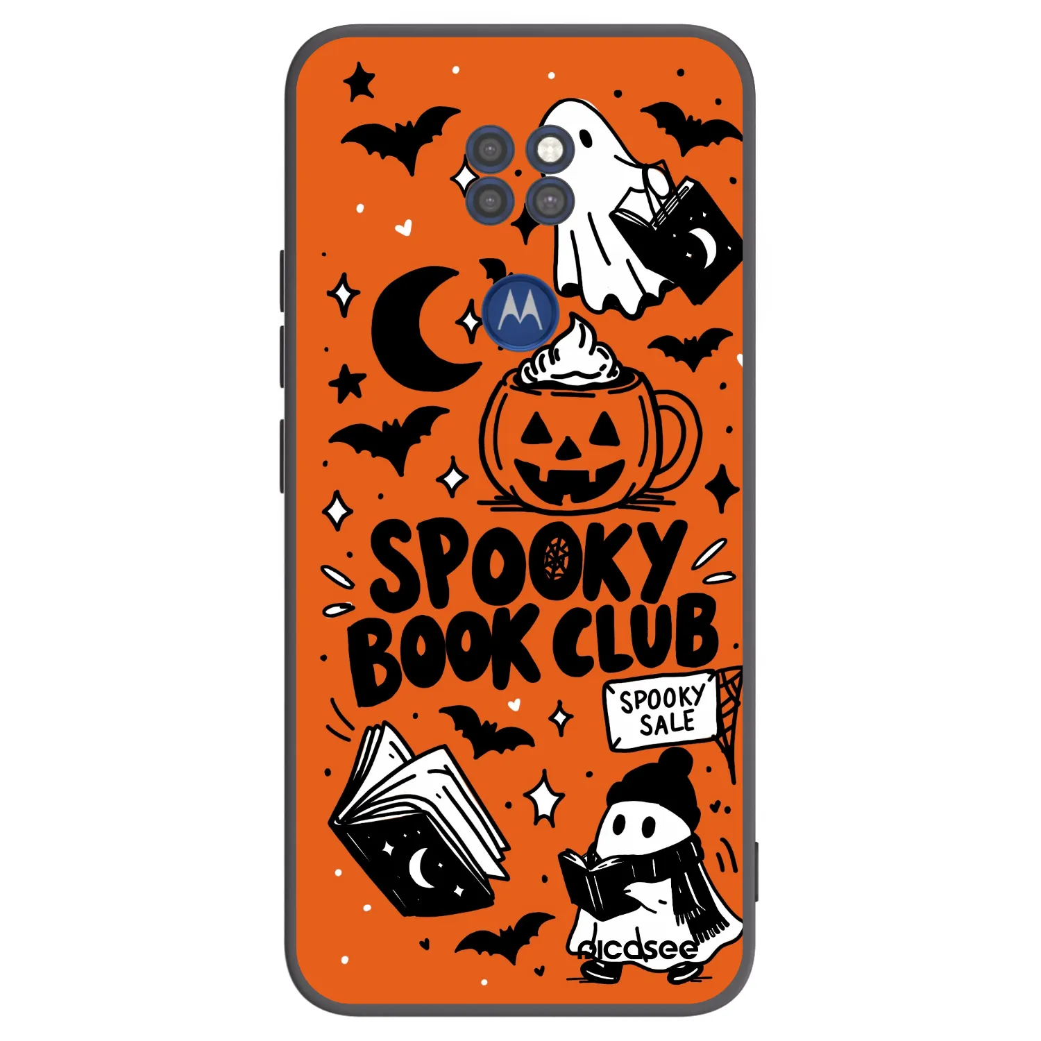Picasee Motorola Moto G9 Play Hülle - Schwarzes Silikon - Spooky book club