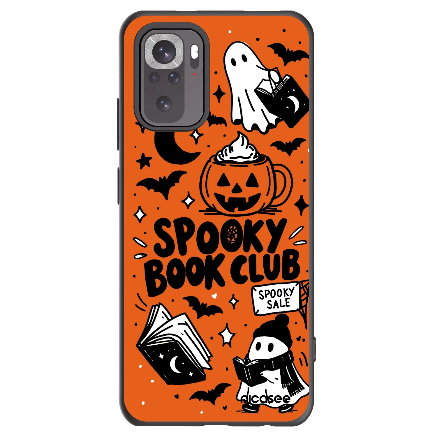 Picasee Xiaomi Redmi Note 10 Hülle - Schwarzes Silikon - Spooky book club