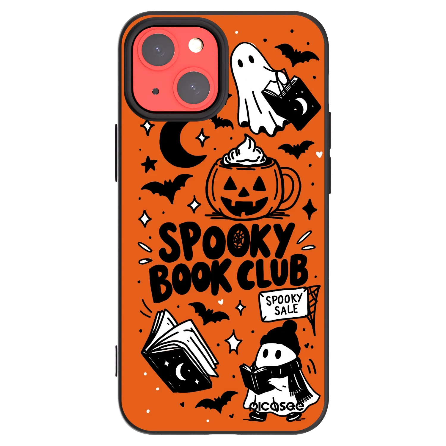 Picasee Apple iPhone 13 mini Hülle - Schwarzes Silikon - Spooky book club