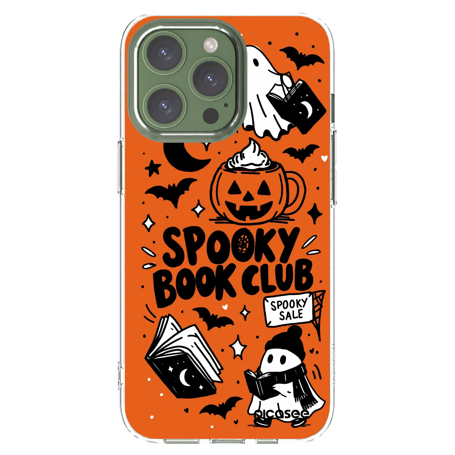Picasee Apple iPhone 13 Pro Hülle - Transparentes Silikon - Spooky book club