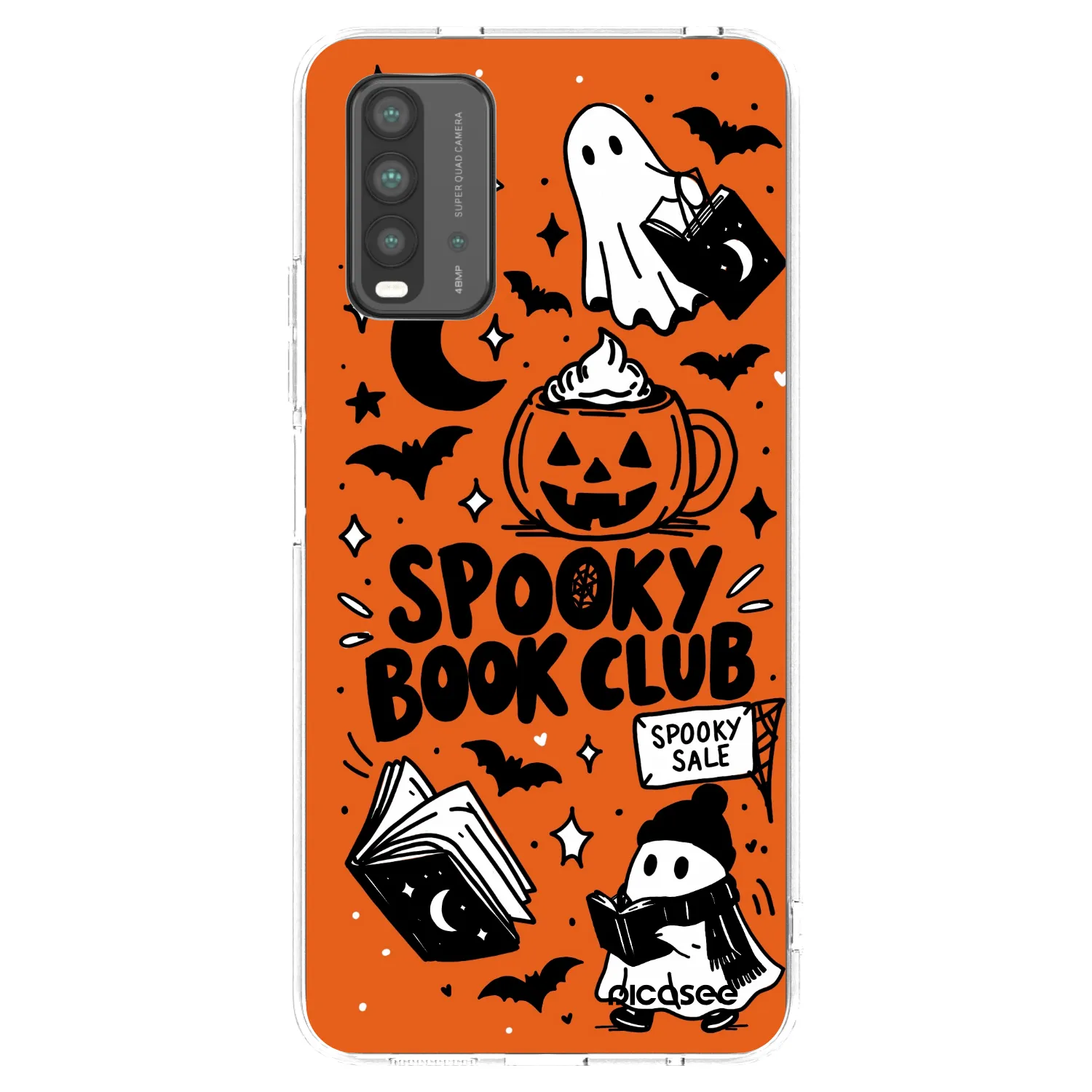 Picasee Xiaomi Redmi 9T Hülle - Schwarzes Silikon - Spooky book club