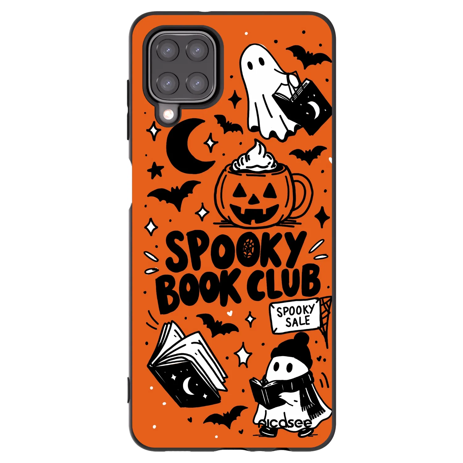 Picasee Samsung Galaxy M12 M127F Hülle - Schwarzes Silikon - Spooky book club