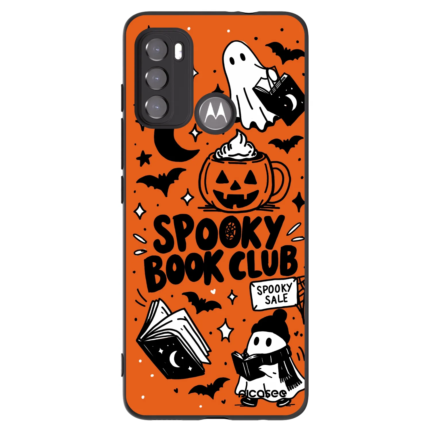 Picasee Motorola Moto G60 Hülle - Schwarzes Silikon - Spooky book club