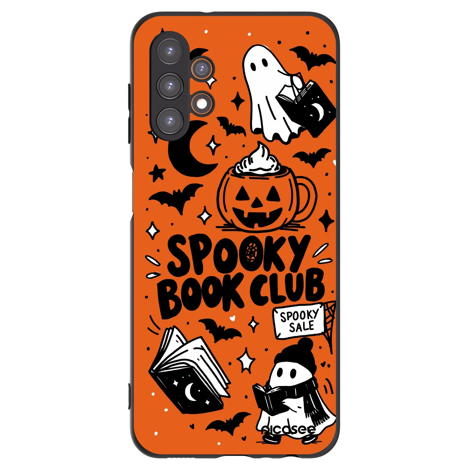 Picasee Samsung Galaxy A13 4G A135 Hülle - Schwarzes Silikon - Spooky book club