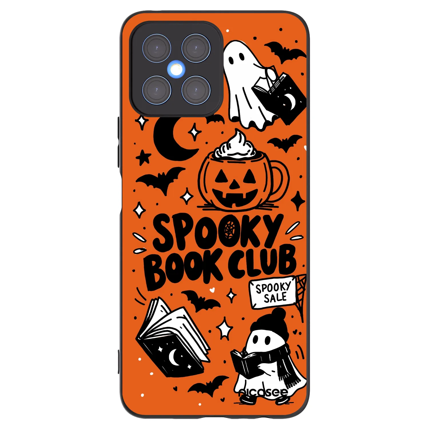Picasee Honor X8 4G Hülle - Schwarzes Silikon - Spooky book club