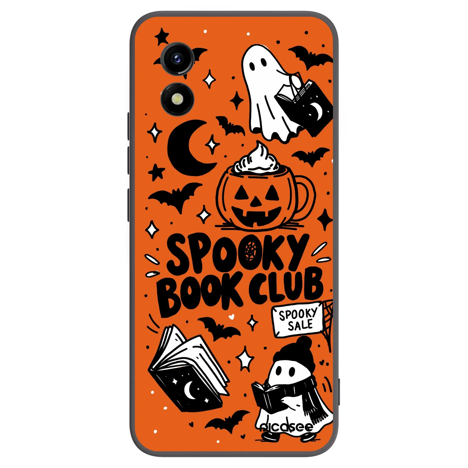 Picasee Vivo Y01 Hülle - Schwarzes Silikon - Spooky book club