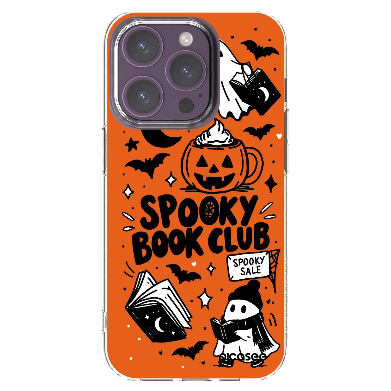 Picasee Apple iPhone 14 Pro Hülle - Transparentes Silikon - Spooky book club