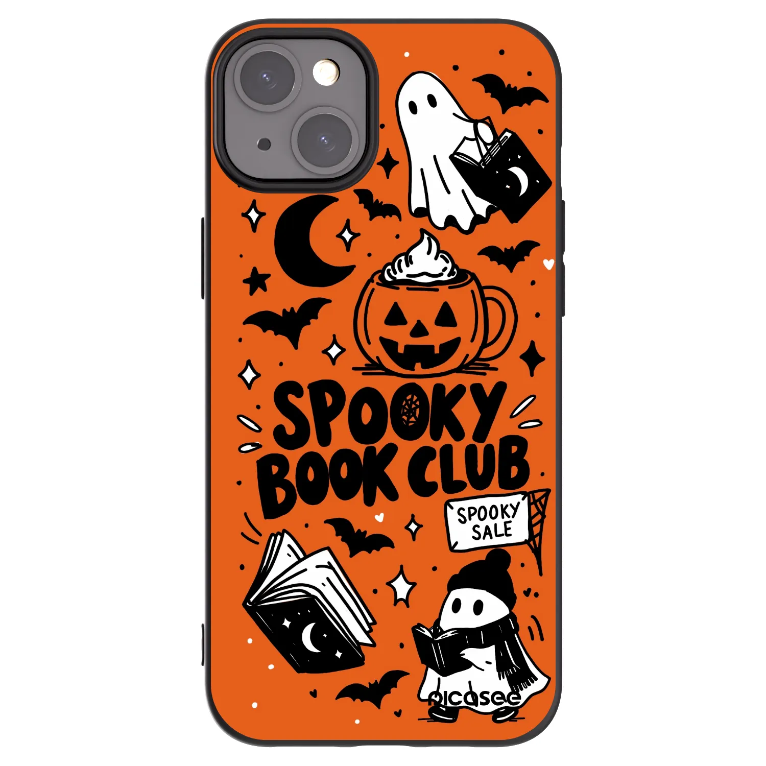 Picasee Apple iPhone 15 Plus Hülle - Schwarzes Silikon - Spooky book club