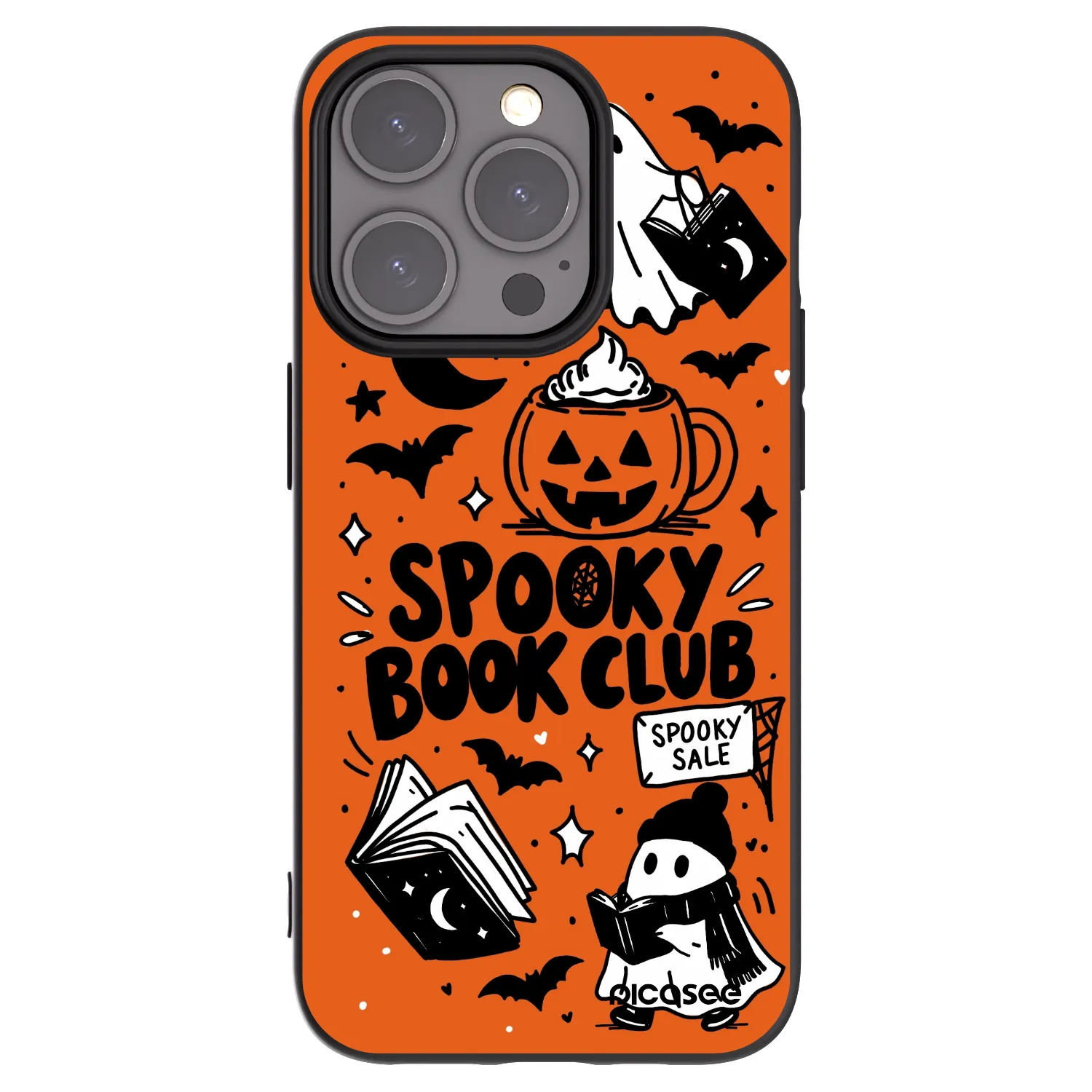 Picasee Apple iPhone 15 Pro Hülle - Schwarzes Silikon - Spooky book club
