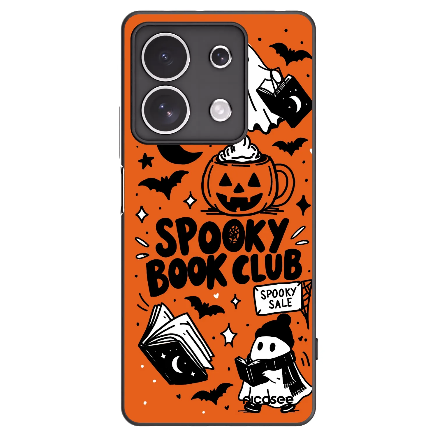 Picasee Xiaomi Redmi Note 13 4G Hülle - Schwarzes Silikon - Spooky book club