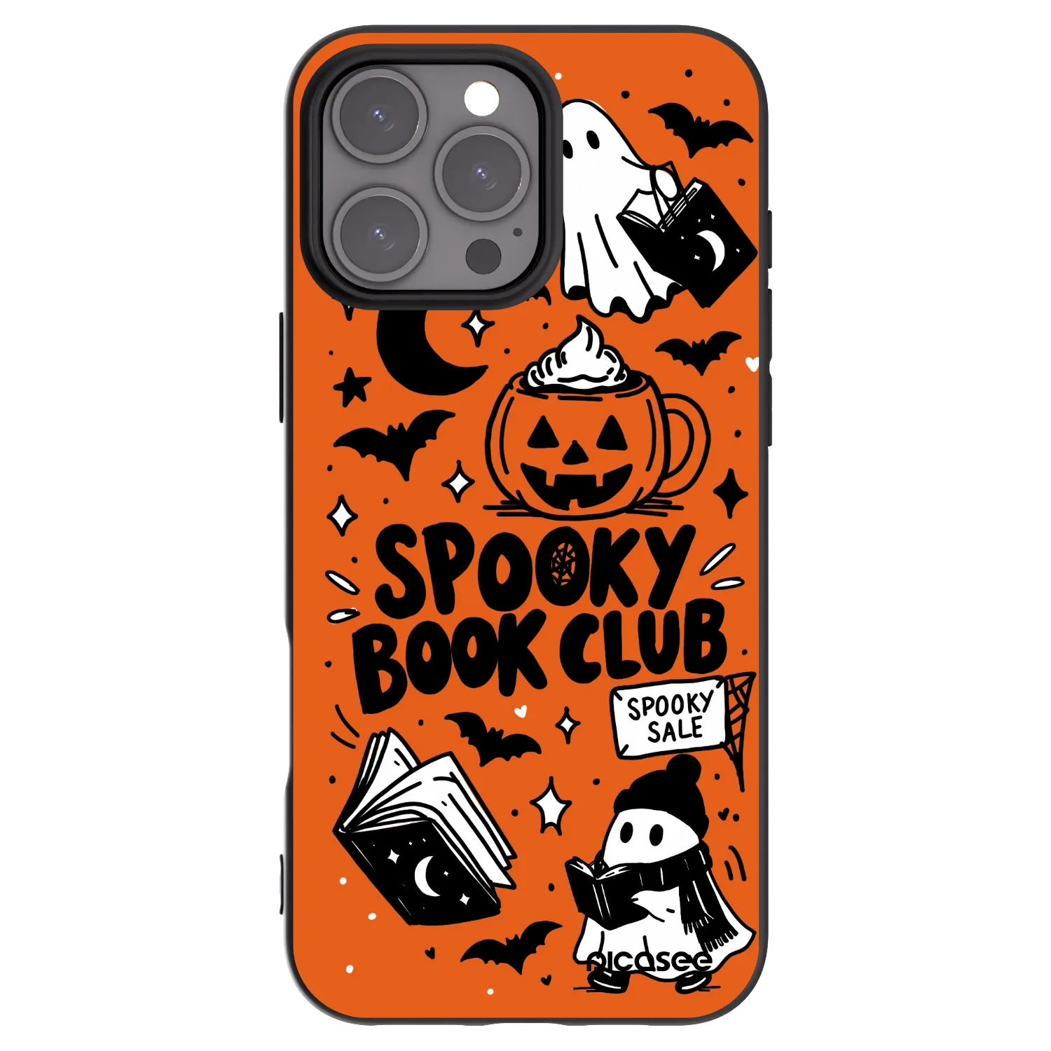 Picasee Apple iPhone 16 Pro Max Hülle - Schwarzes Silikon - Spooky book club