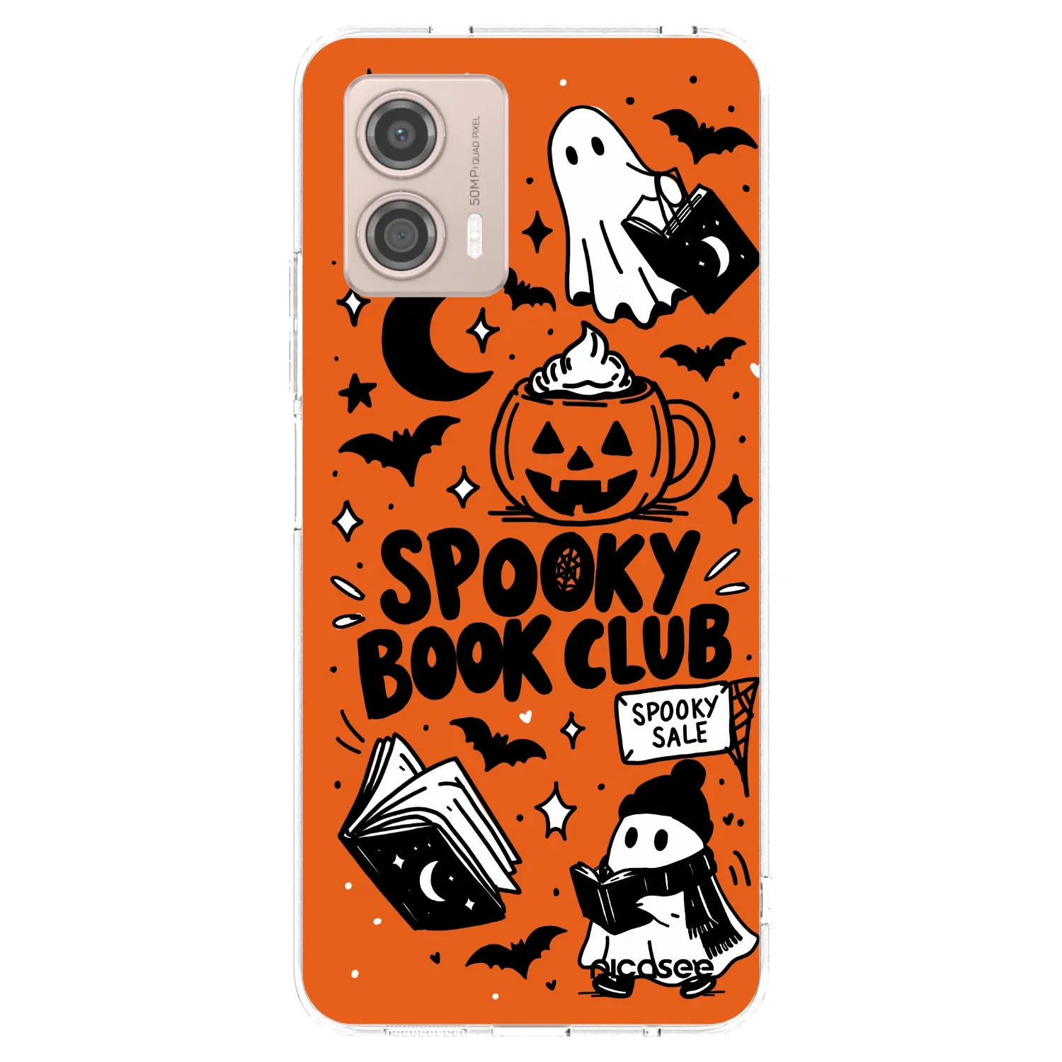 Picasee Motorola Moto G53 5G Hülle - Transparentes Silikon - Spooky book club